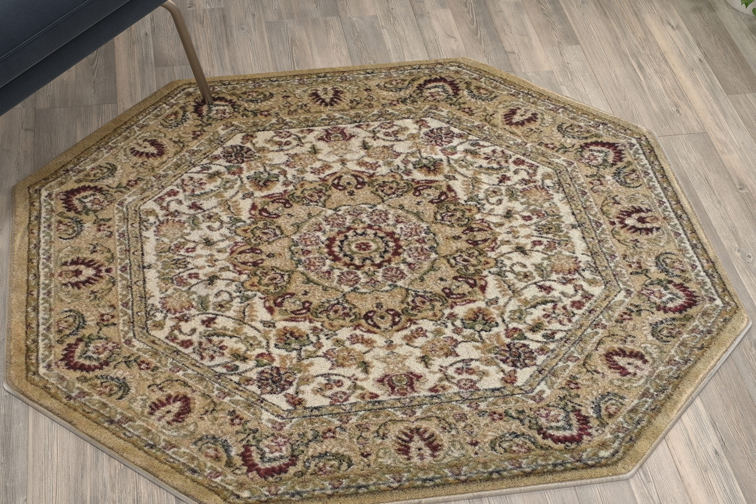 BLNK - Mersin Collection Persian Style Octagon Olefin Area Rug with Jute Backing