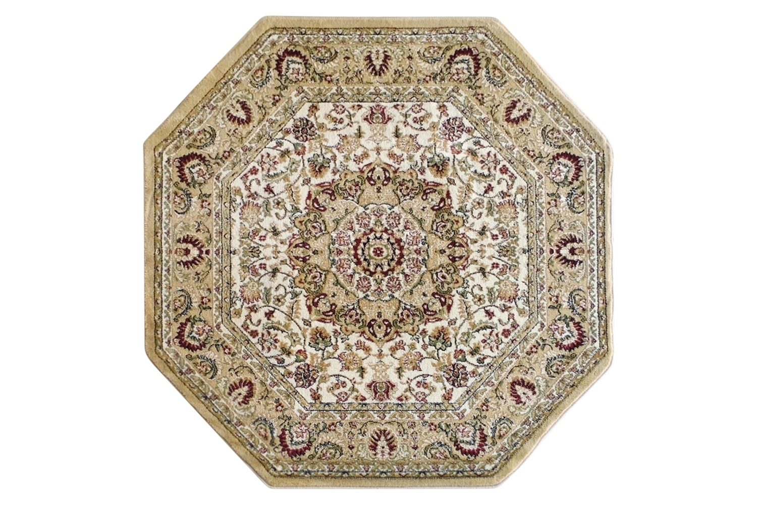 BLNK™ Mersin Collection Persian Style Octagon Olefin Area Rug with Jute Backing - Ivory, 7'W x 7'L