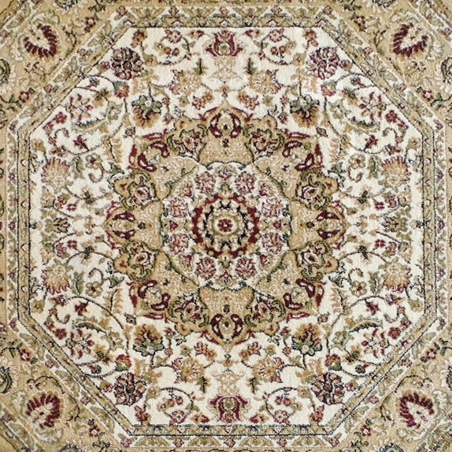 BLNK™ Mersin Collection Persian Style Octagon Olefin Area Rug with Jute Backing - Ivory, 7'W x 7'L