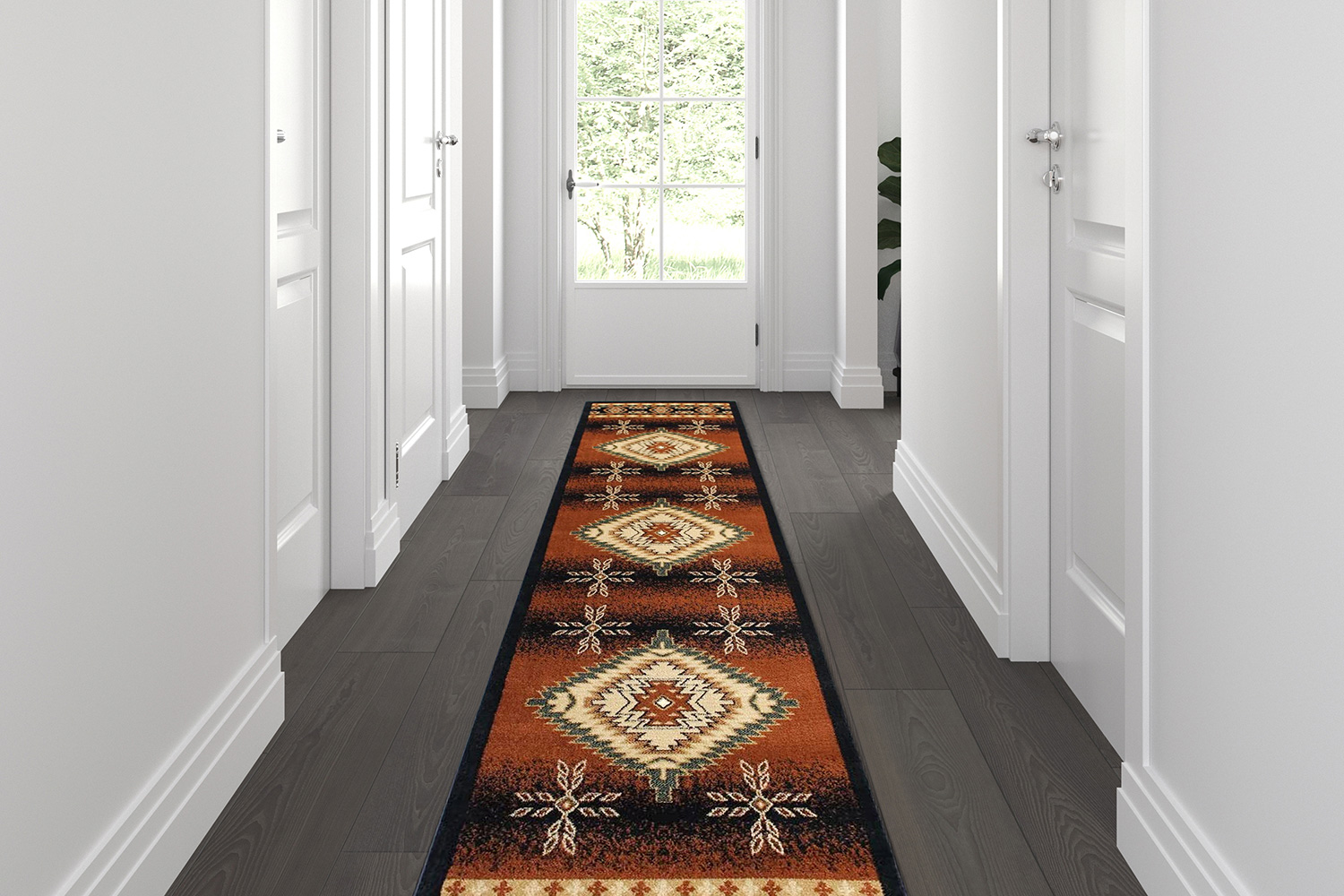 BLNK - Mirage Collection Southwestern Style Olefin Area Rug with Jute Backing