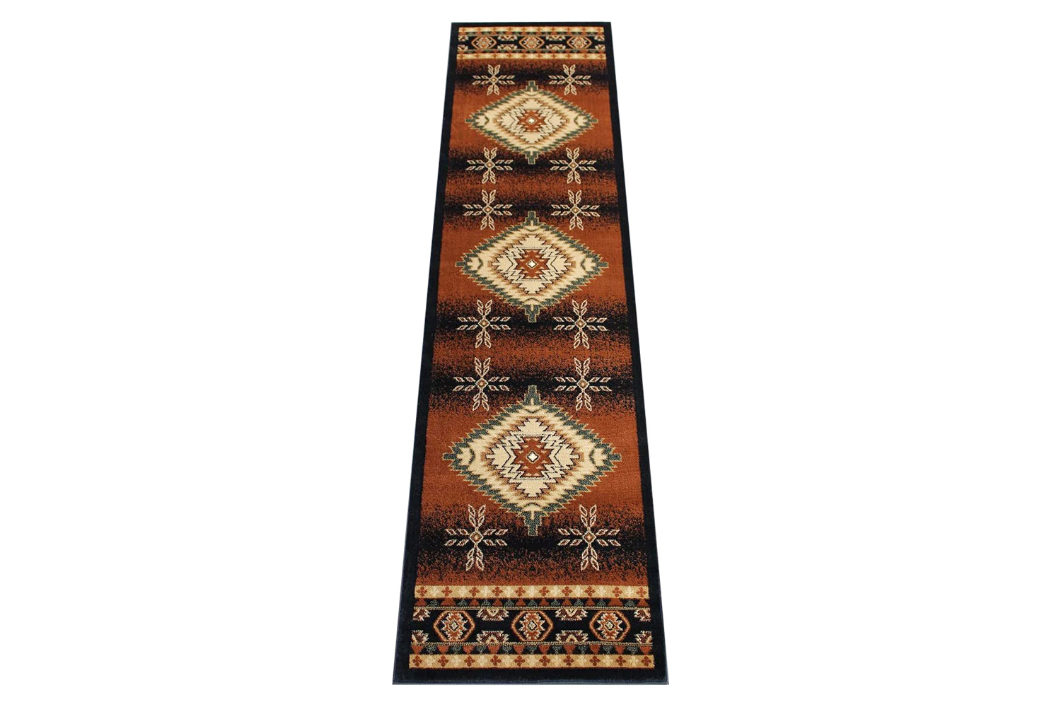 BLNK Mirage Collection Southwestern Style Olefin Area Rug with Jute Backing - Brown, 3'W x 10'L