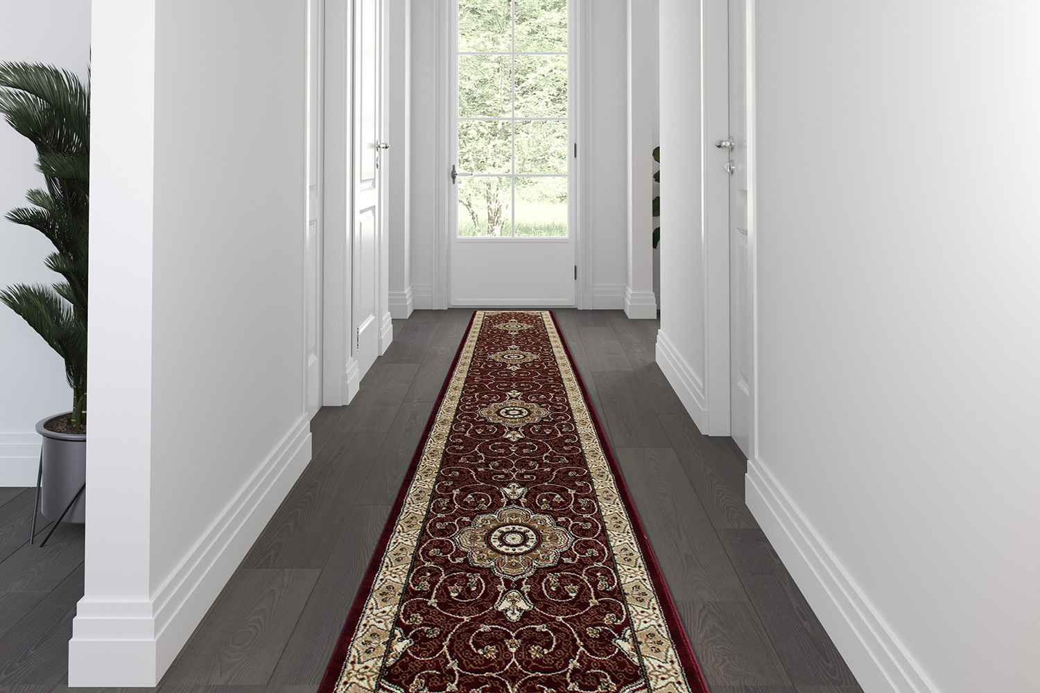 BLNK Portman Collection Persian Style Olefin Area Rug with Jute Backing