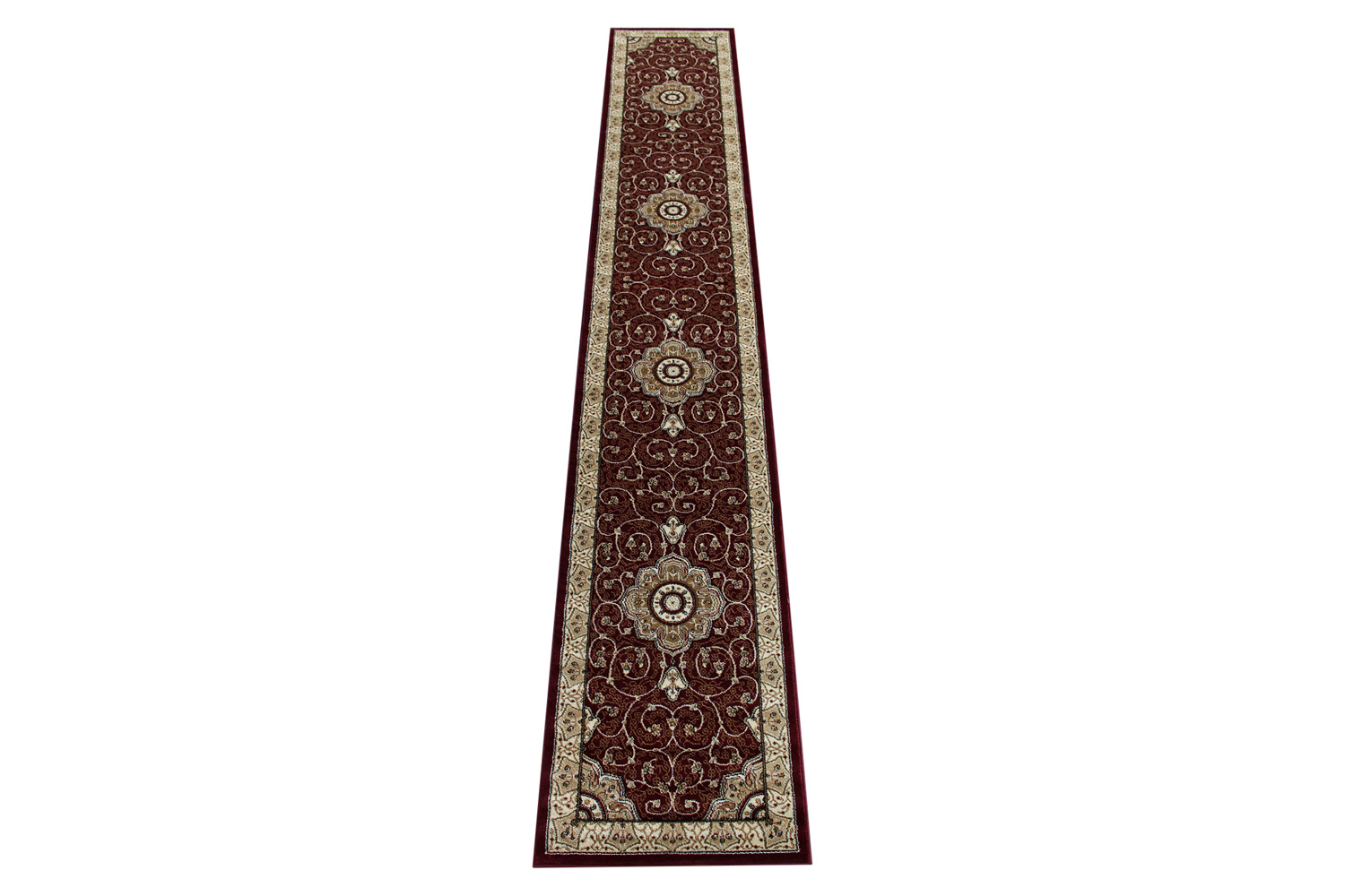 BLNK Portman Collection Persian Style Olefin Area Rug with Jute Backing - Burgundy, 3'W x 15'L