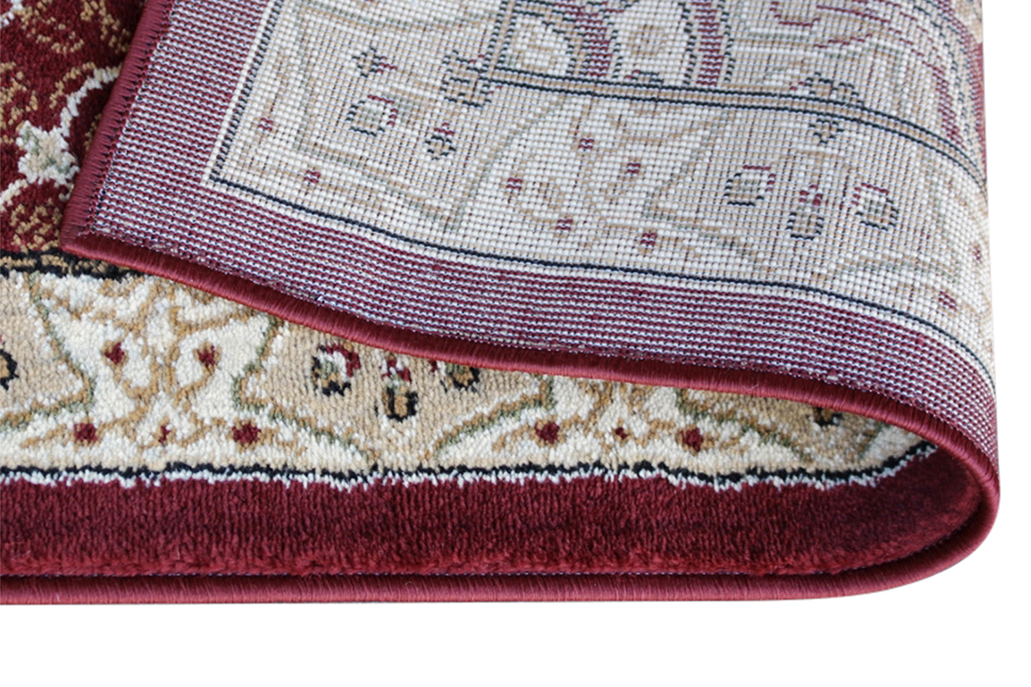 BLNK Portman Collection Persian Style Olefin Area Rug with Jute Backing - Burgundy, 3'W x 15'L