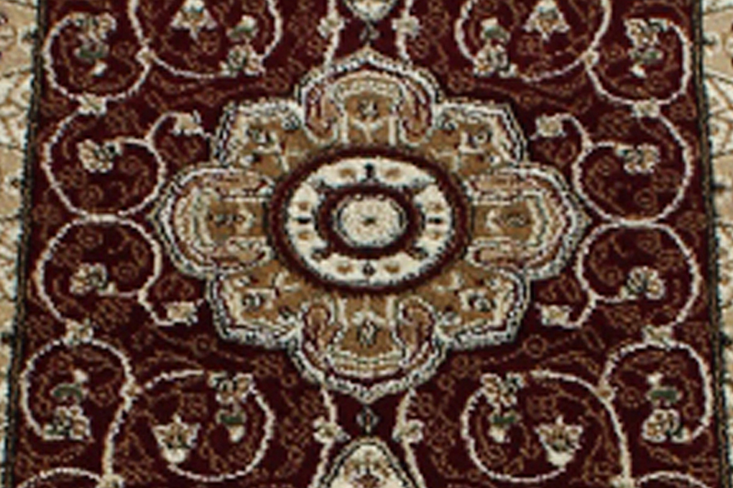 BLNK Portman Collection Persian Style Olefin Area Rug with Jute Backing - Burgundy, 3'W x 15'L