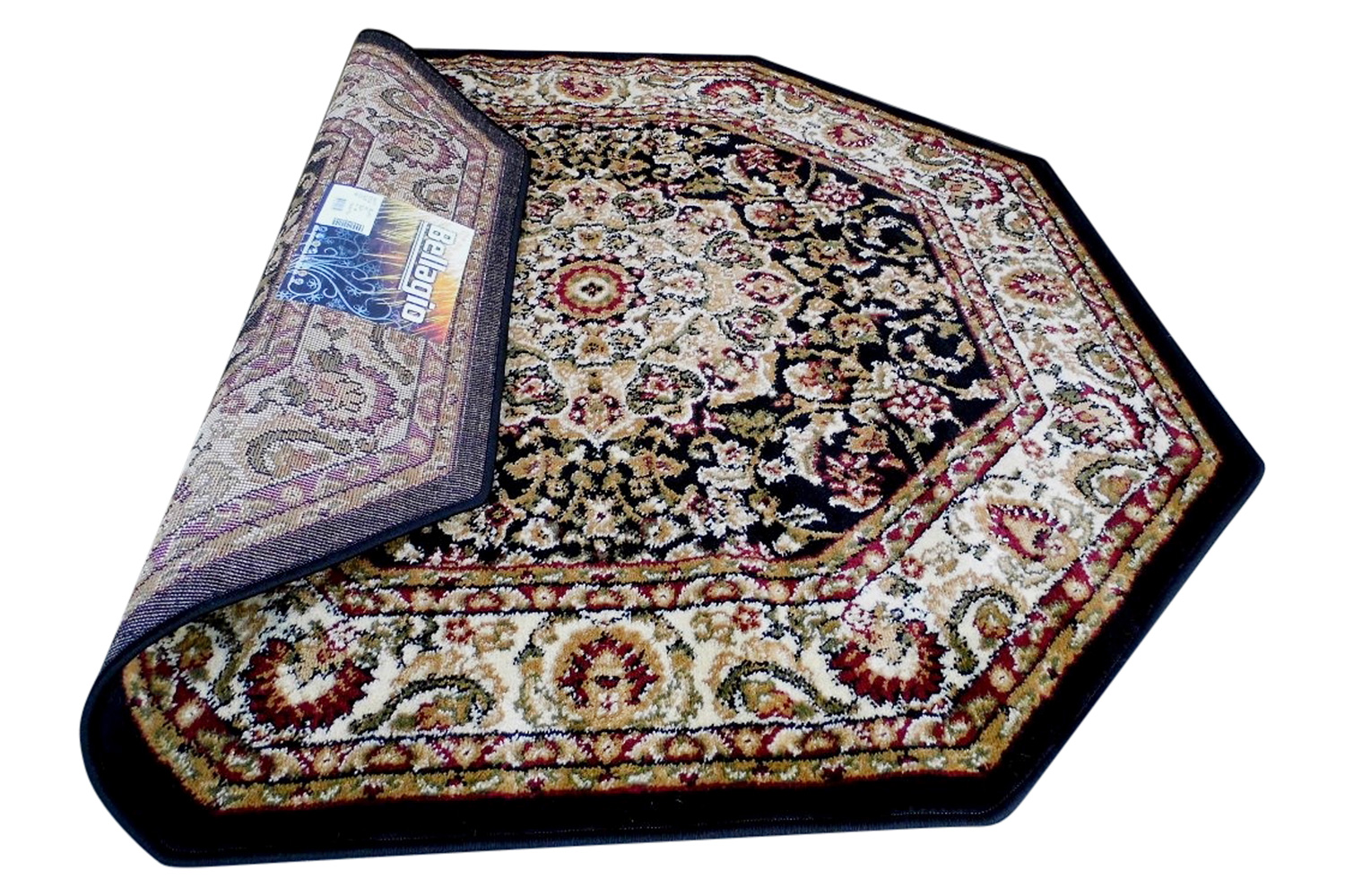 BLNK™ Mersin Collection Persian Style Octagon Olefin Area Rug with Jute Backing - Black, 4'W x 4'L