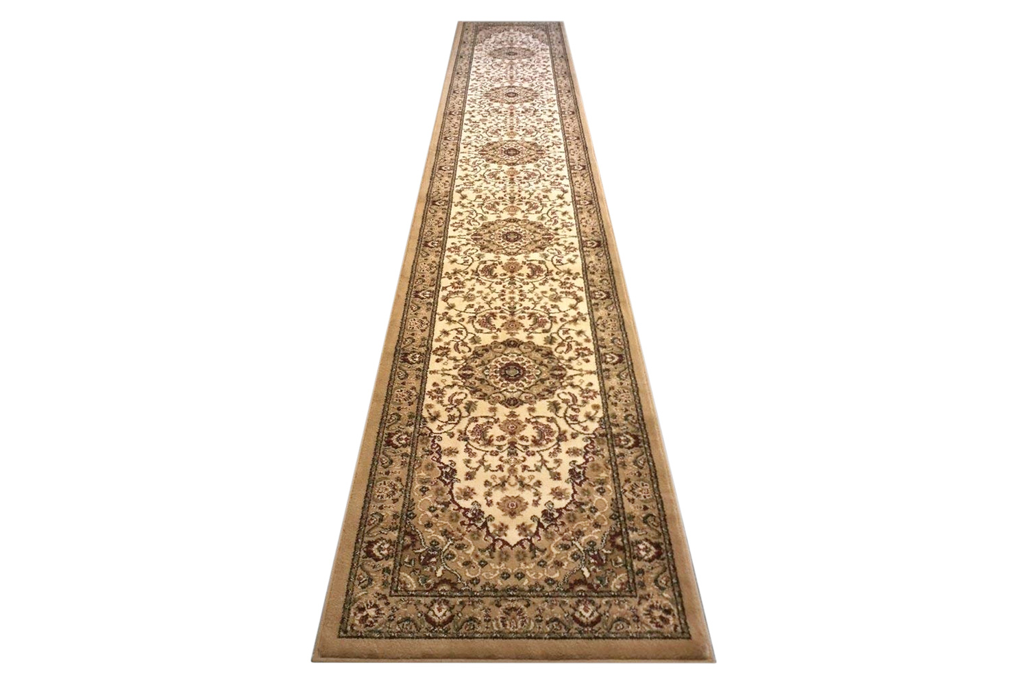 BLNK Mersin Collection Persian Style Olefin Area Rug with Jute Backing - Ivory, 3'W x 15'L