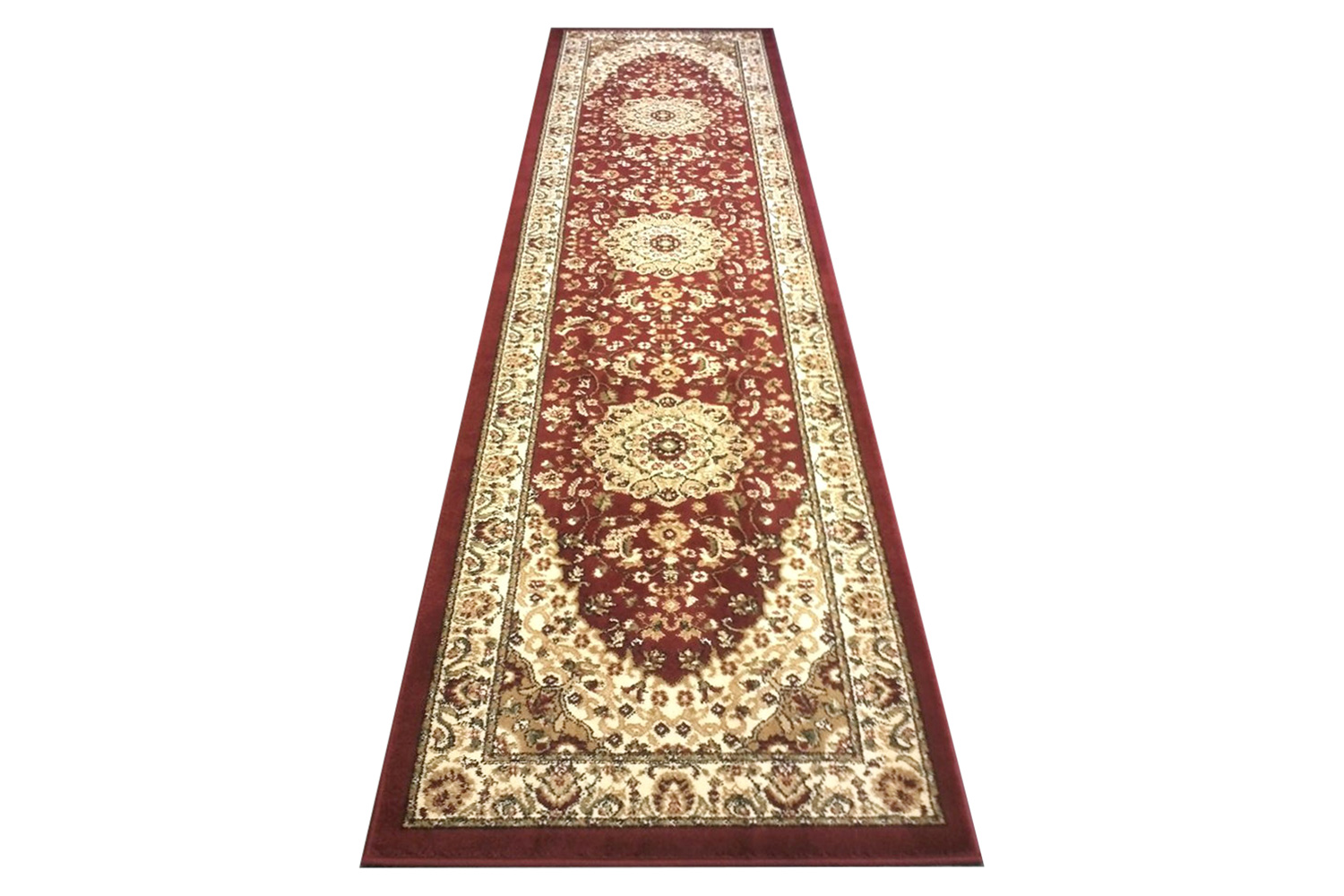 BLNK Mersin Collection Persian Style Olefin Area Rug with Jute Backing - Burgundy, 3'W x 10'L