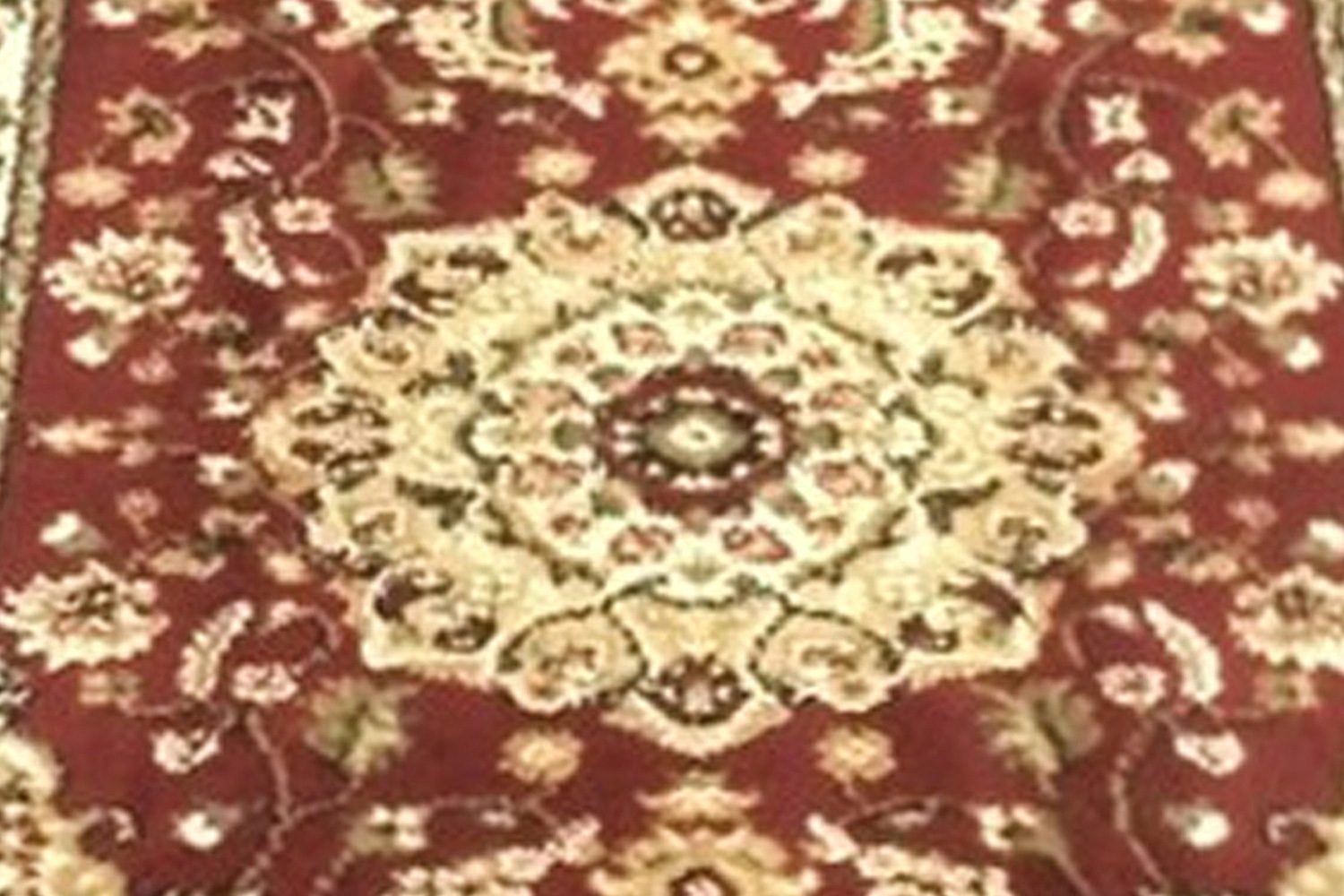 BLNK Mersin Collection Persian Style Olefin Area Rug with Jute Backing - Burgundy, 3'W x 10'L