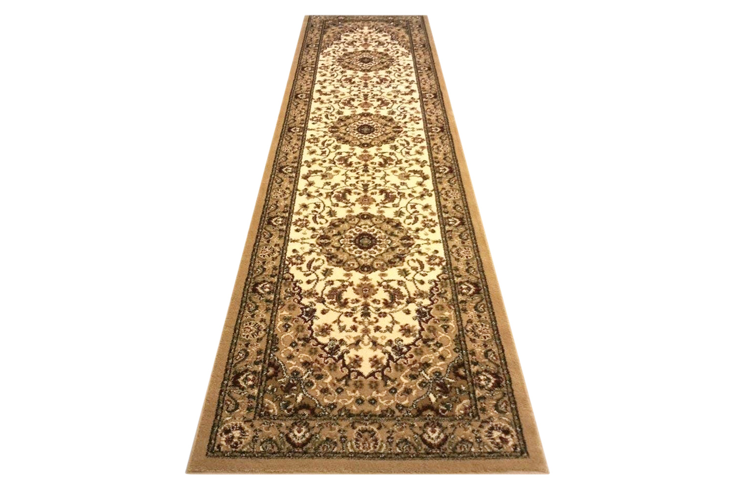 BLNK Mersin Collection Persian Style Olefin Area Rug with Jute Backing - Ivory, 3'W x 10'L