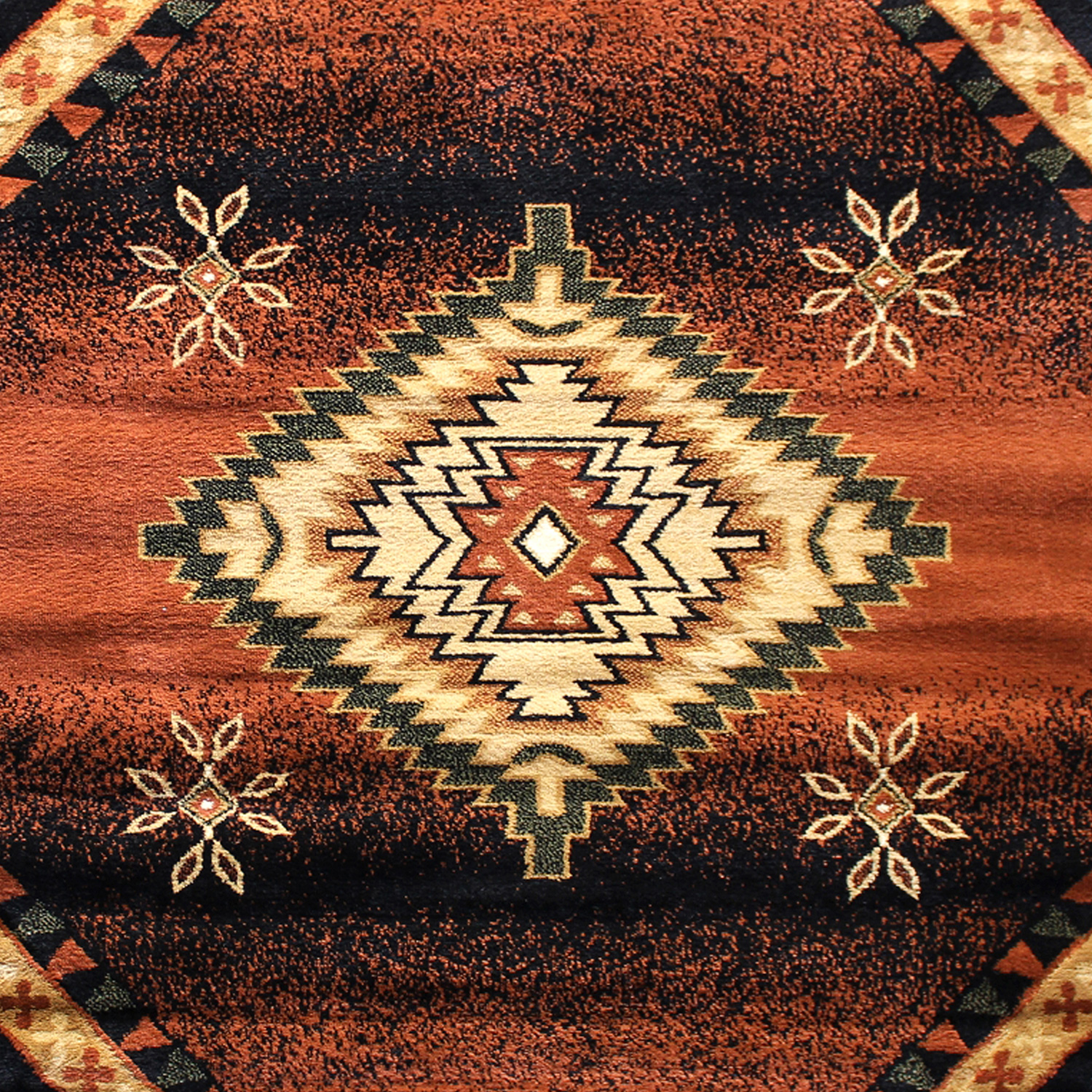 BLNK Mirage Collection Southwestern Style Round Olefin Area Rug with Jute Backing - Brown, 5'W x 5'L