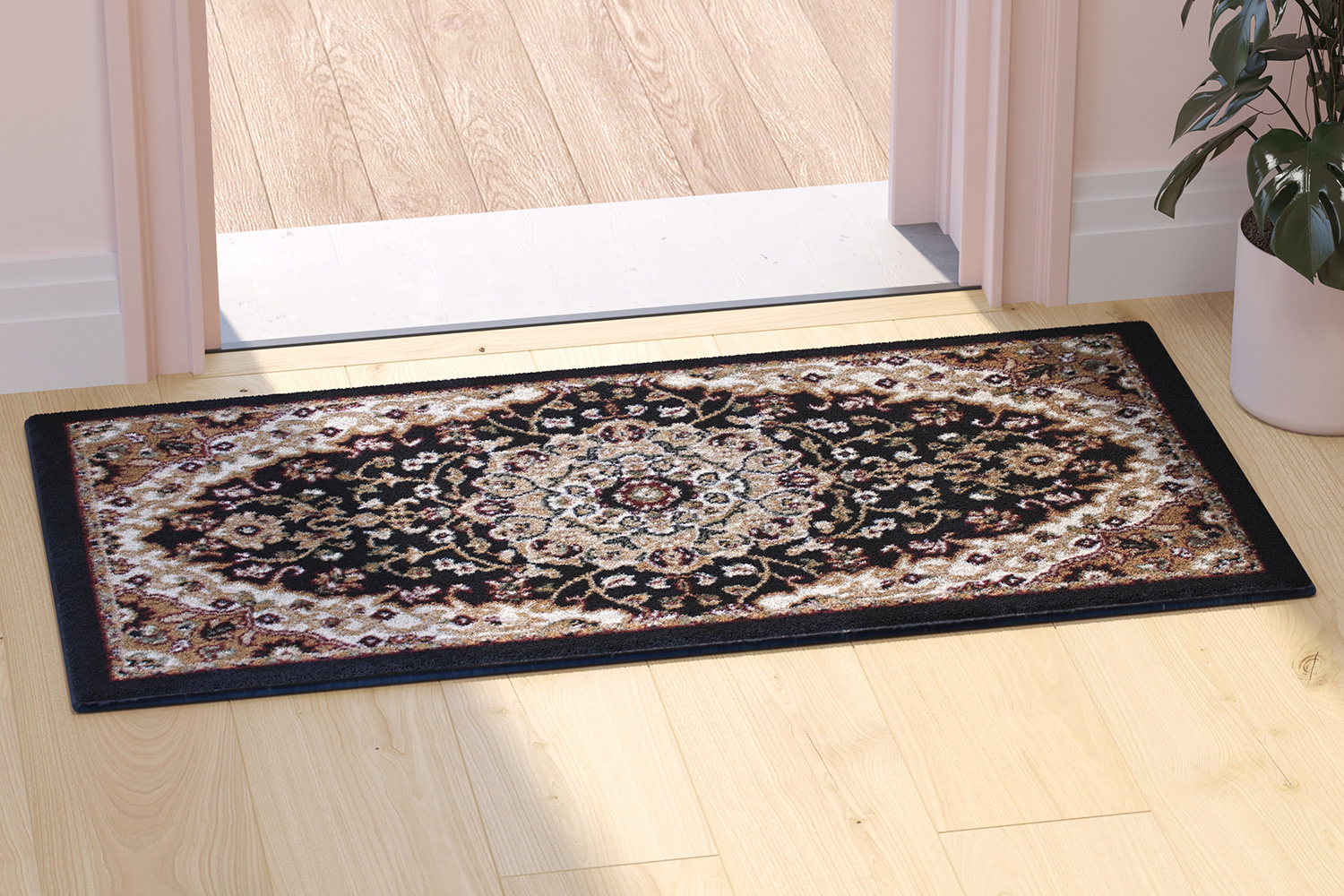 BLNK - Mersin Collection Persian Style Olefin Area Rug with Jute Backing