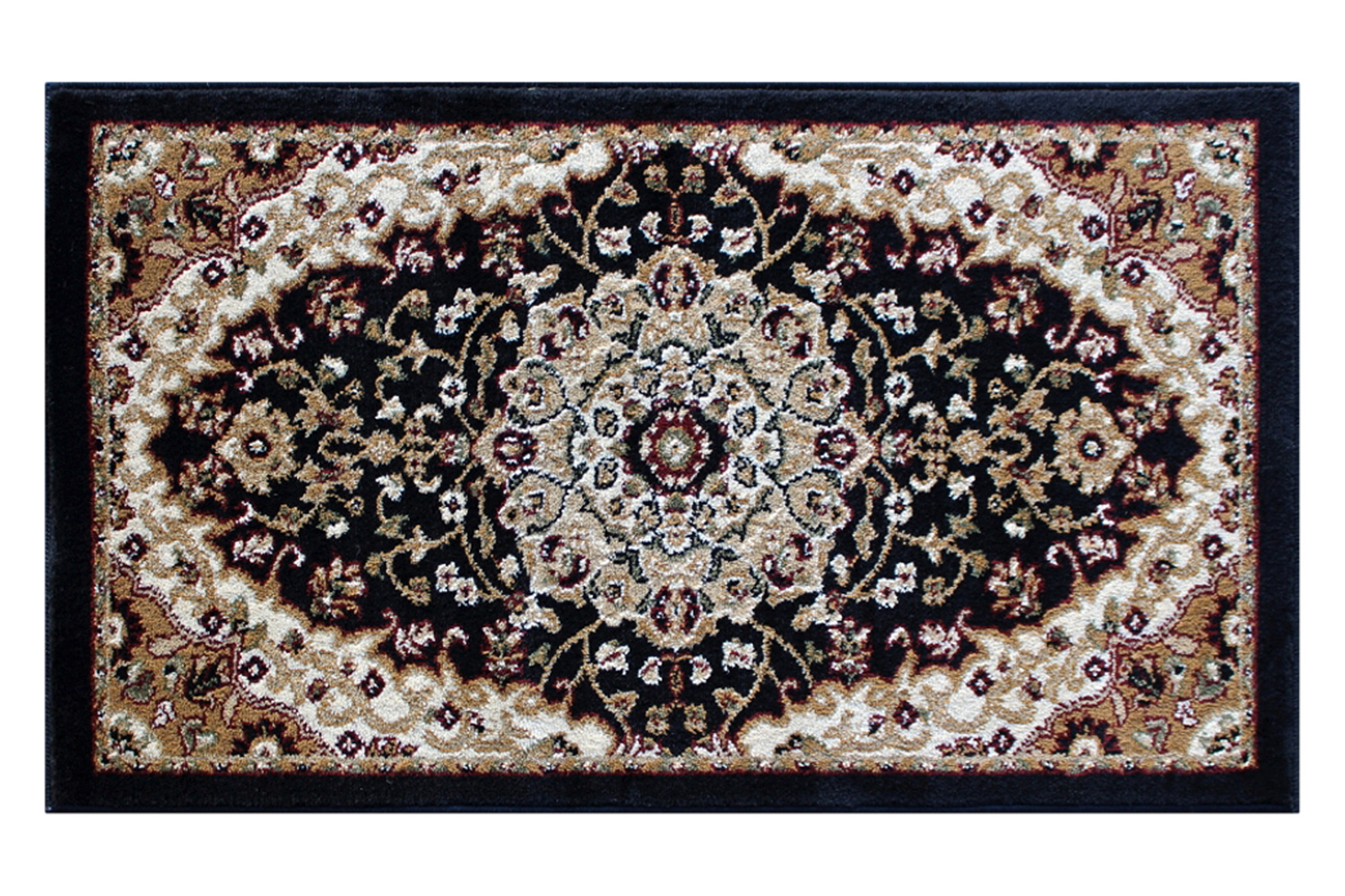 BLNK™ Mersin Collection Persian Style Olefin Area Rug with Jute Backing - Black, 2'W x 3'L