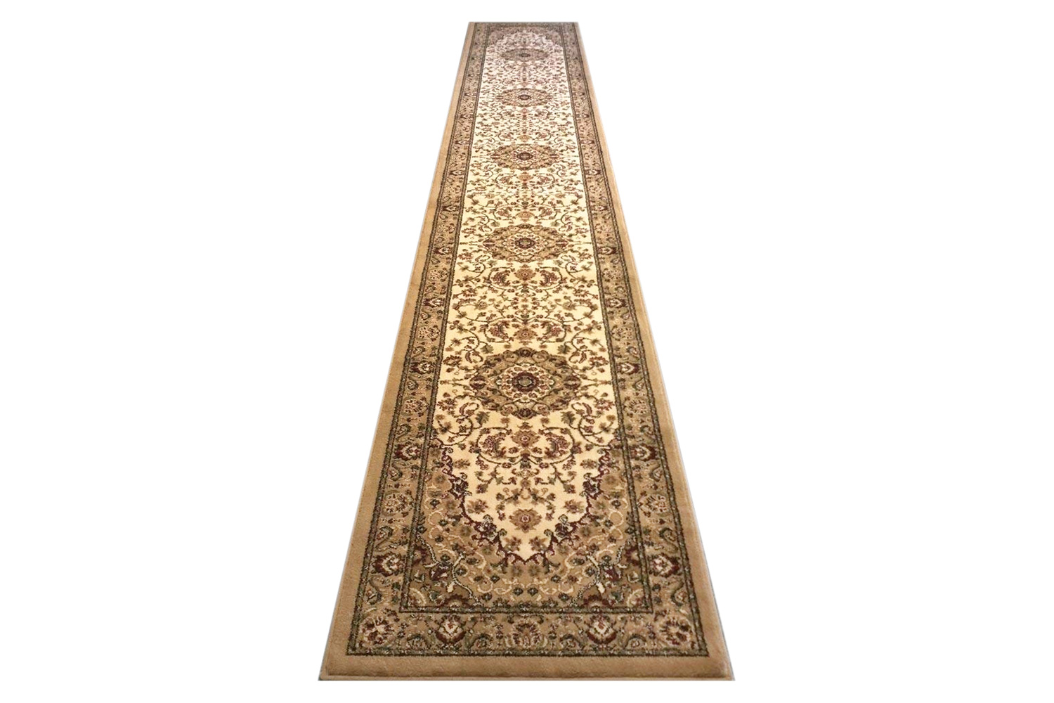 BLNK Mersin Collection Persian Style Olefin Area Rug with Jute Backing - Ivory, 3'W x 20'L