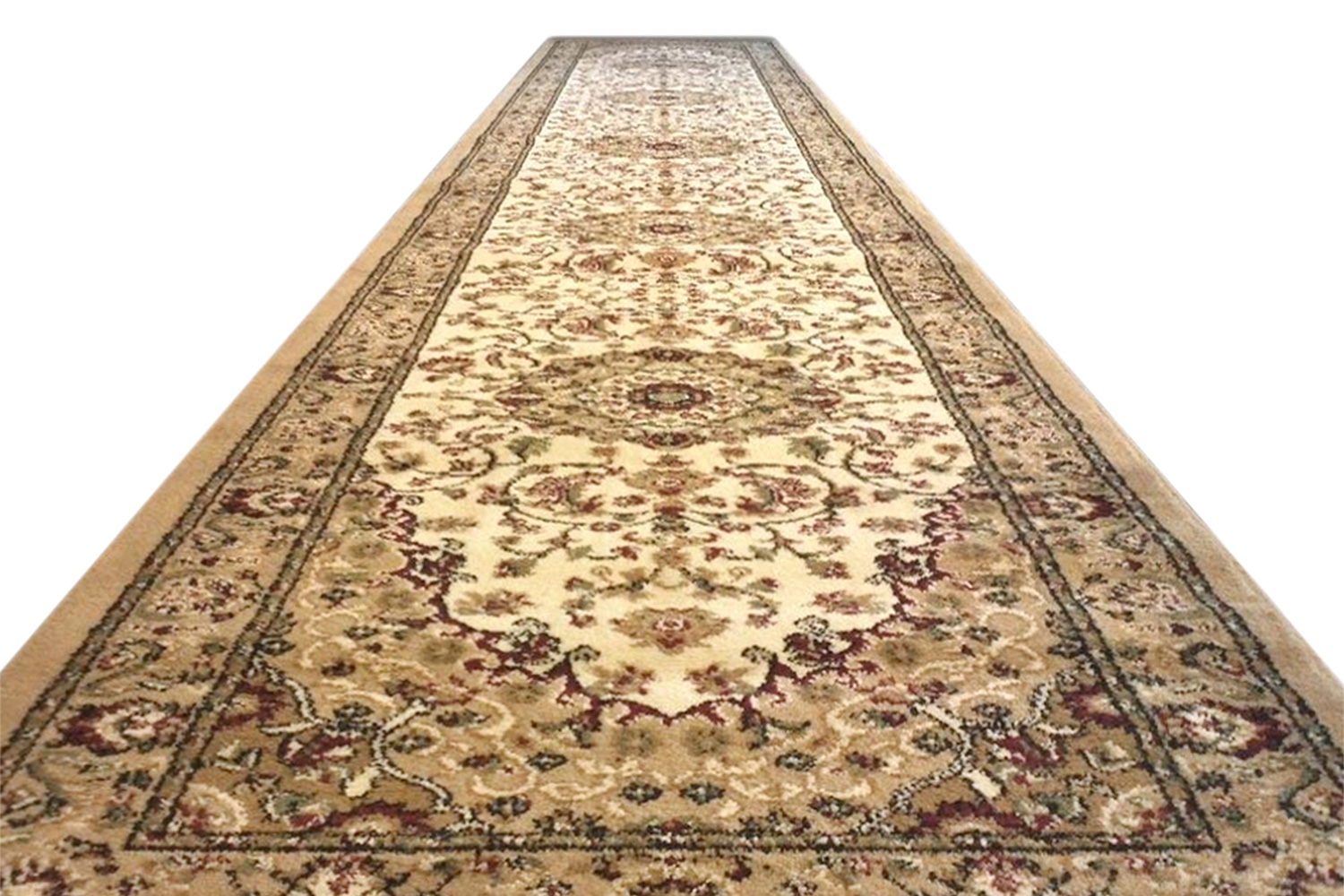 BLNK Mersin Collection Persian Style Olefin Area Rug with Jute Backing - Ivory, 3'W x 20'L