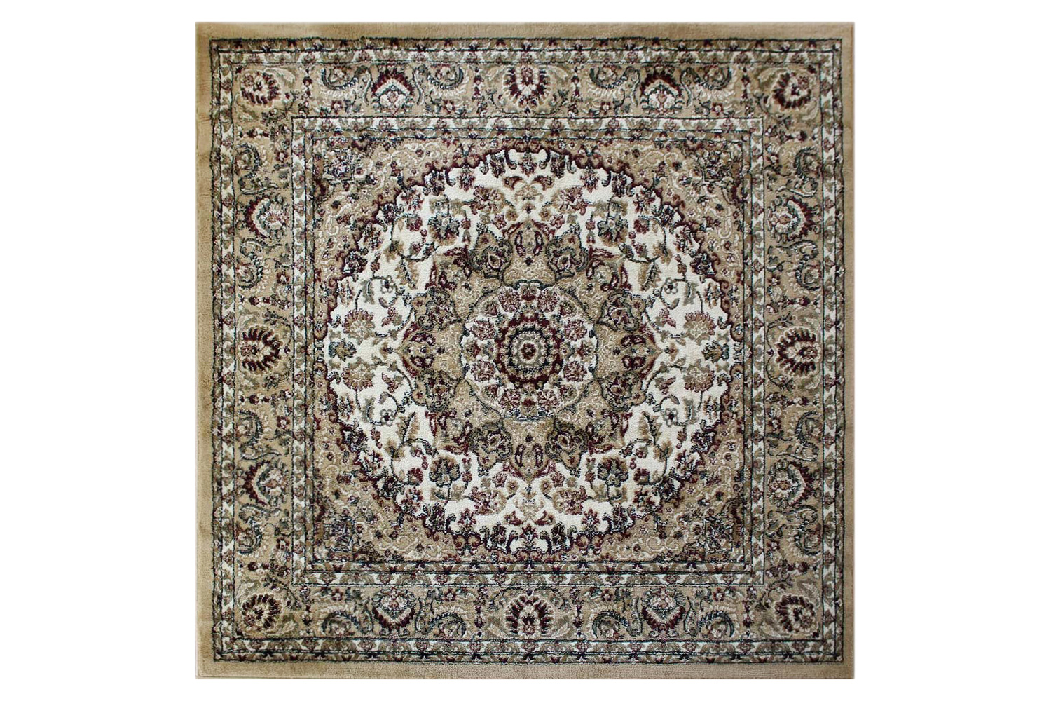 BLNK™ Mersin Collection Persian Style Square Olefin Area Rug with Jute Backing - Ivory, 7'W x 7'L