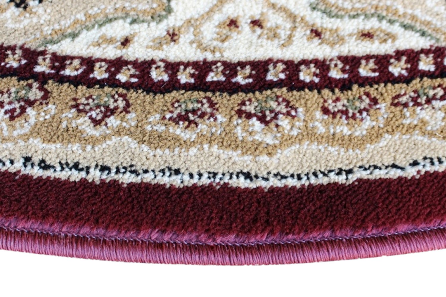 BLNK Portman Collection Persian Style Round Olefin Area Rug with Jute Backing - Burgundy, 5'W x 5'L