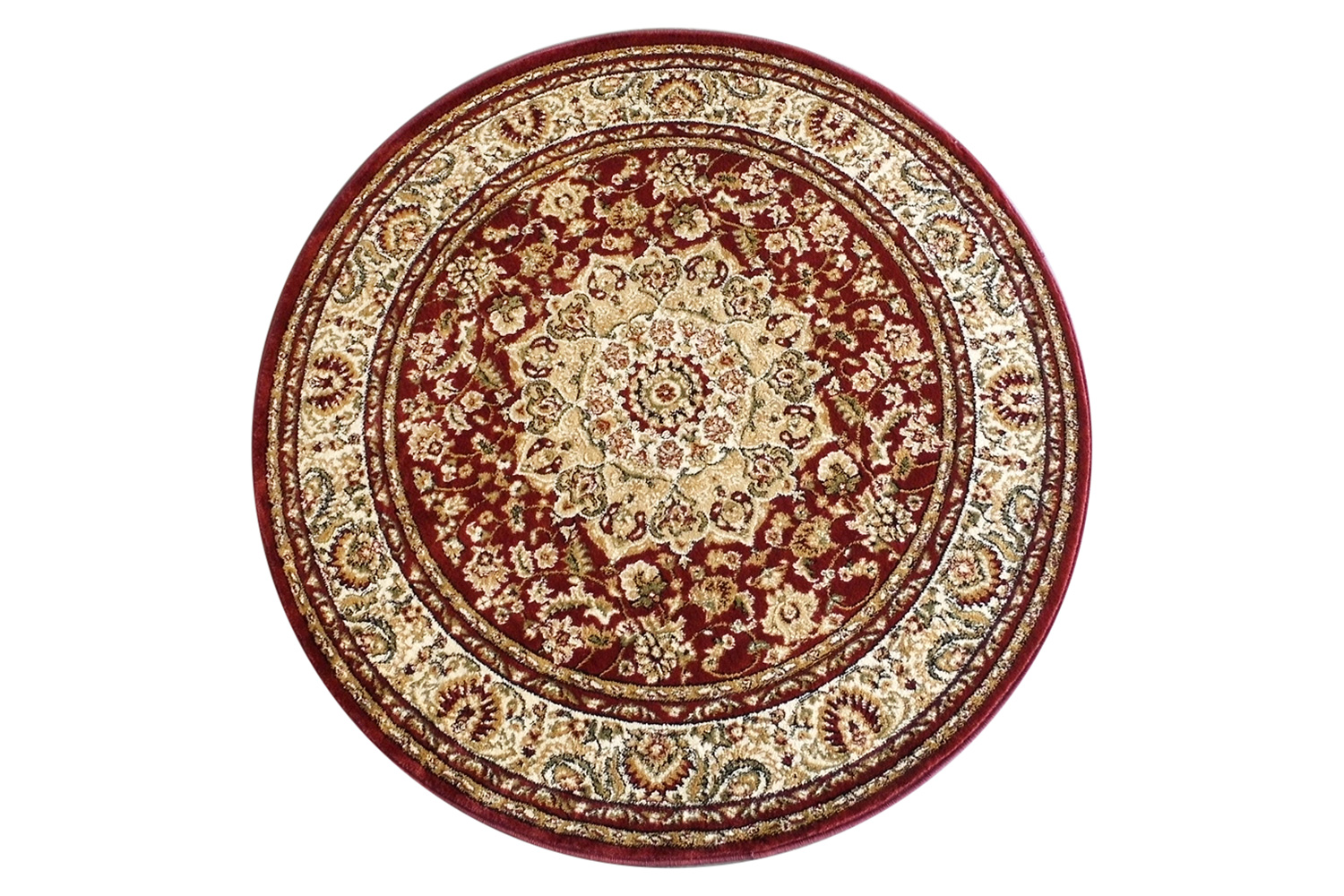 BLNK Mersin Collection Persian Style Octagon Olefin Area Rug with Jute Backing - Burgundy, 4'W x 4'L