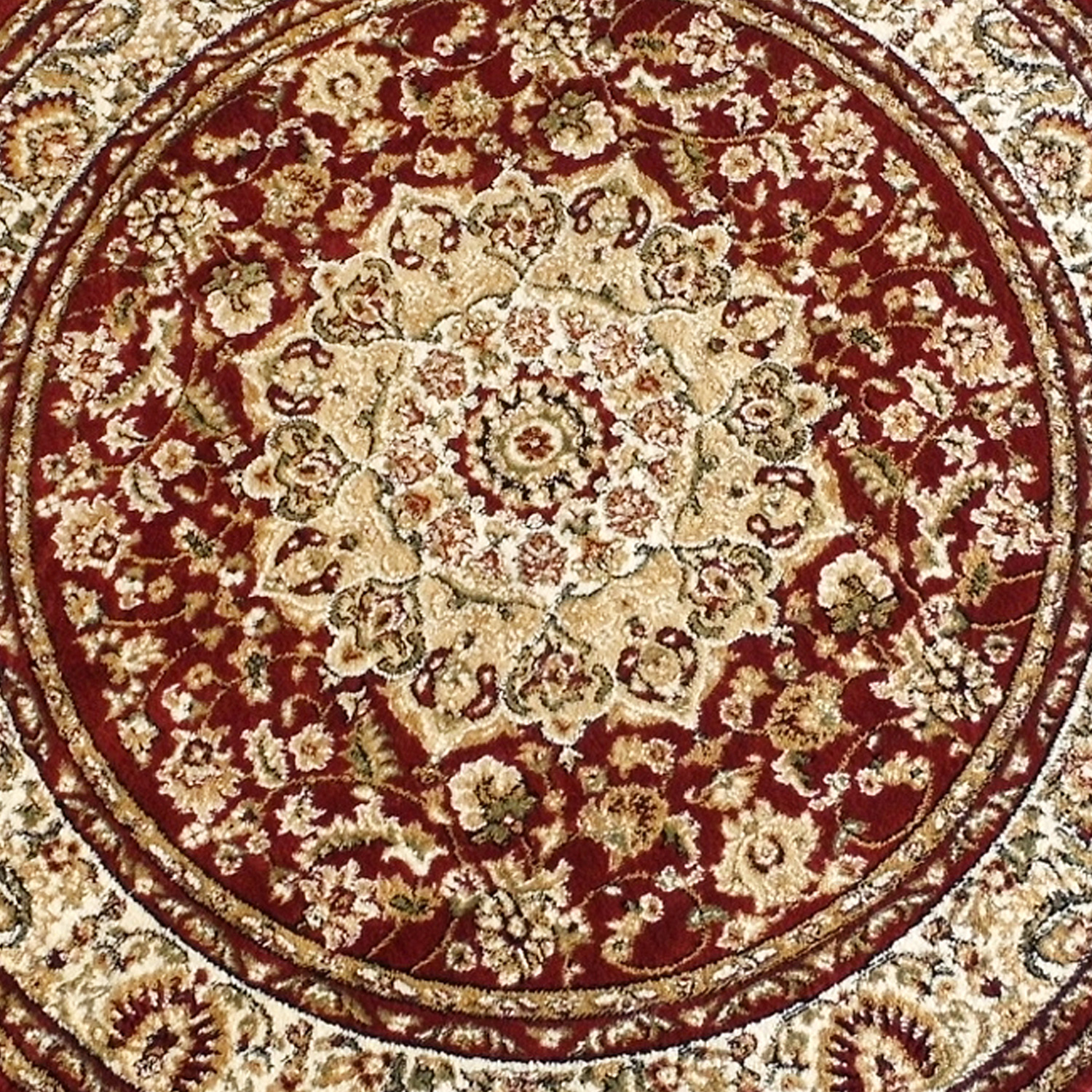 BLNK Mersin Collection Persian Style Octagon Olefin Area Rug with Jute Backing - Burgundy, 4'W x 4'L