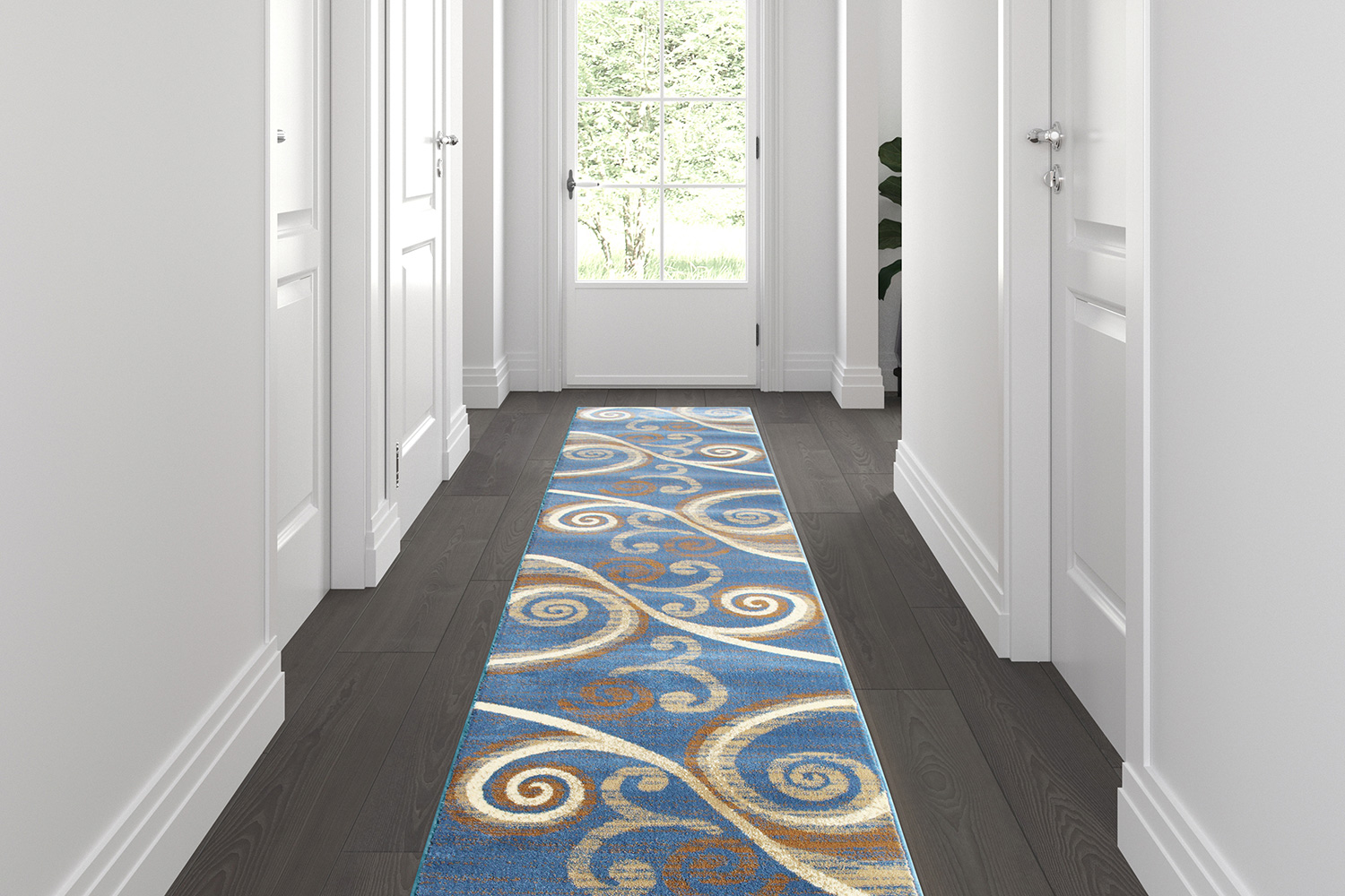 BLNK - Valli Collection Abstract Olefin Area Rug with Jute Backing