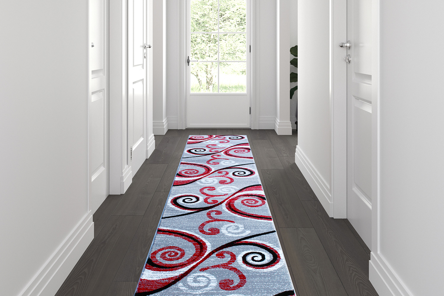 BLNK - Valli Collection Abstract Olefin Area Rug with Jute Backing