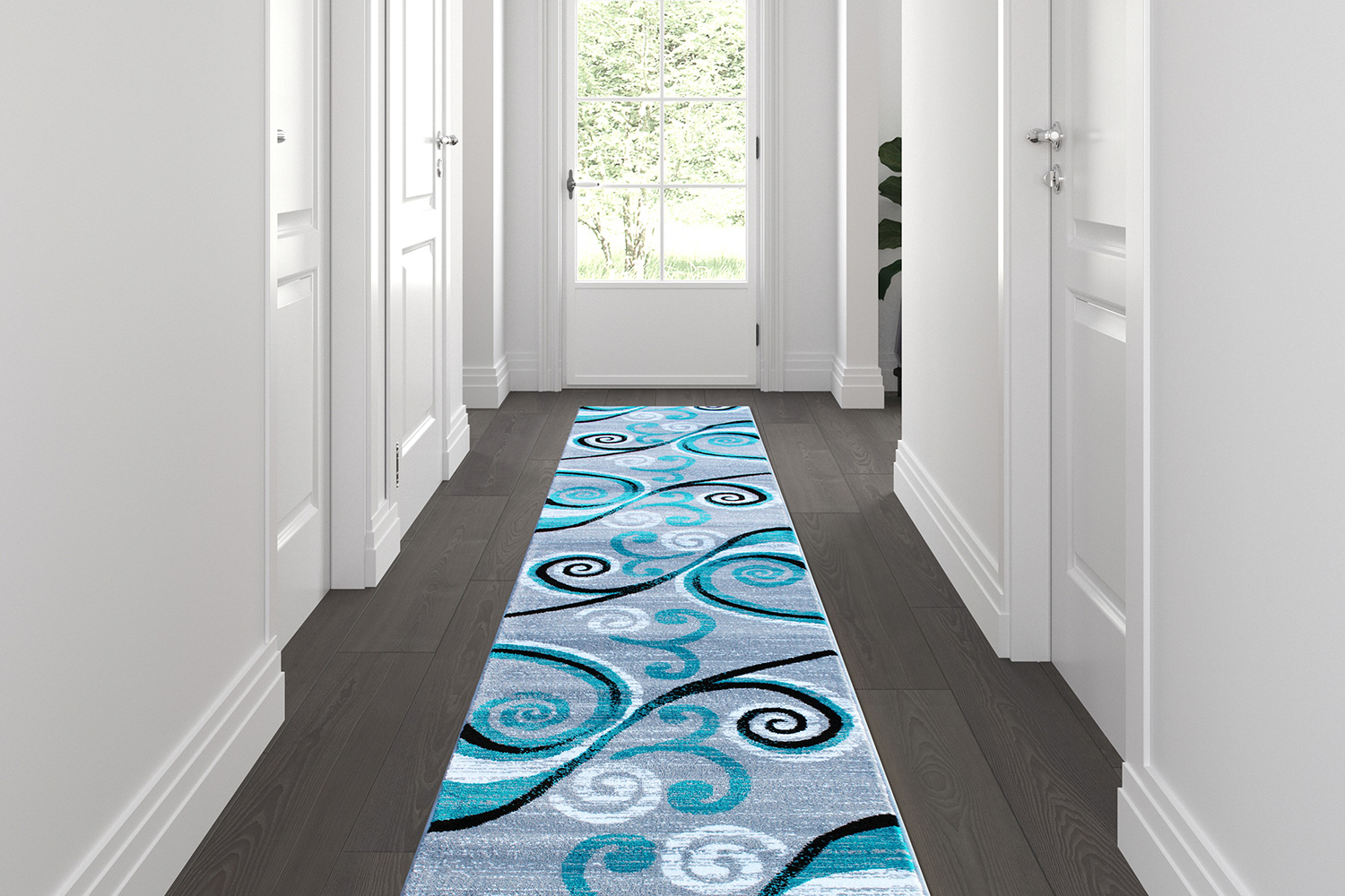 BLNK Valli Collection Abstract Olefin Area Rug with Jute Backing