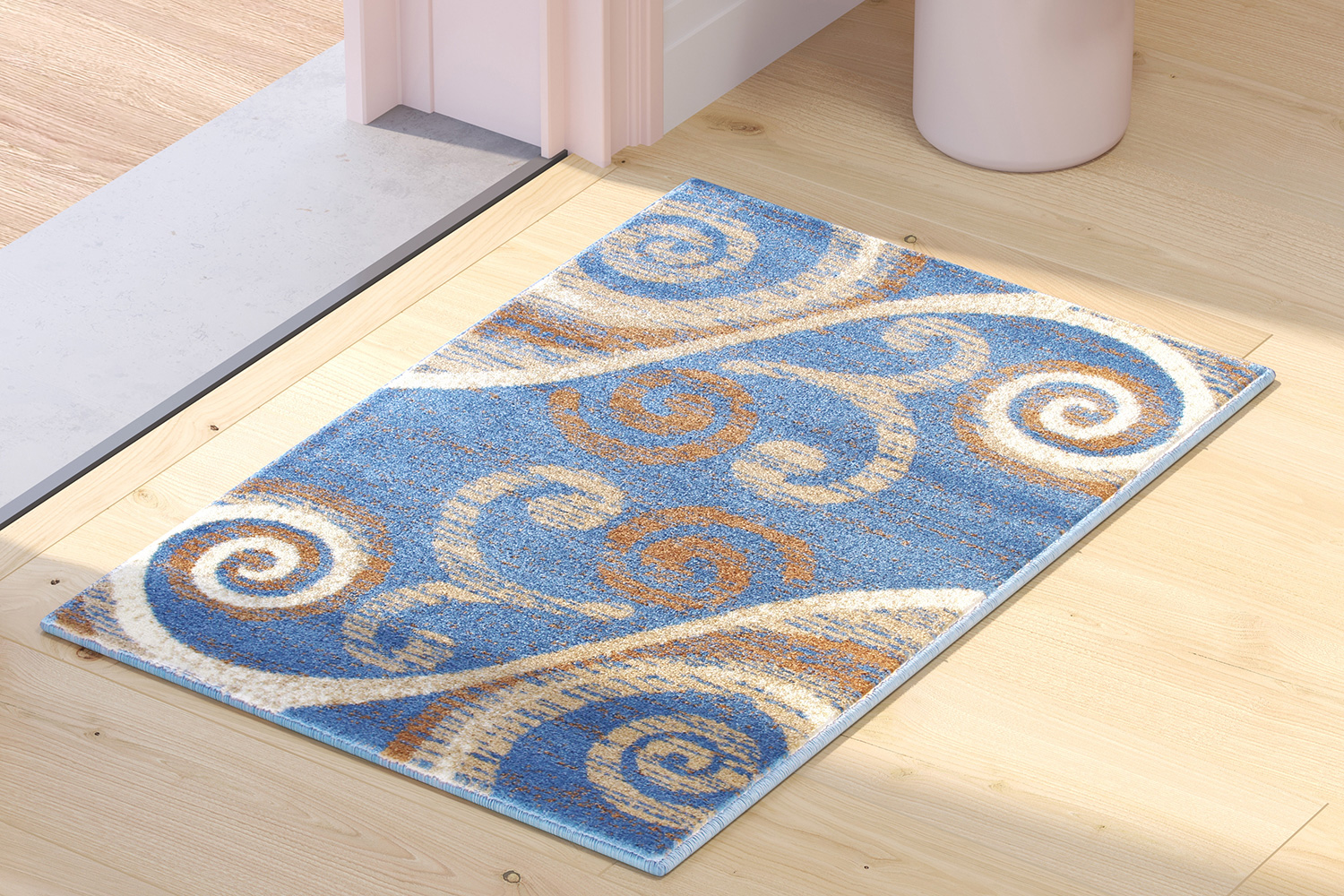 BLNK Valli Collection Abstract Olefin Area Rug with Jute Backing - Blue, 2'W x 3'L