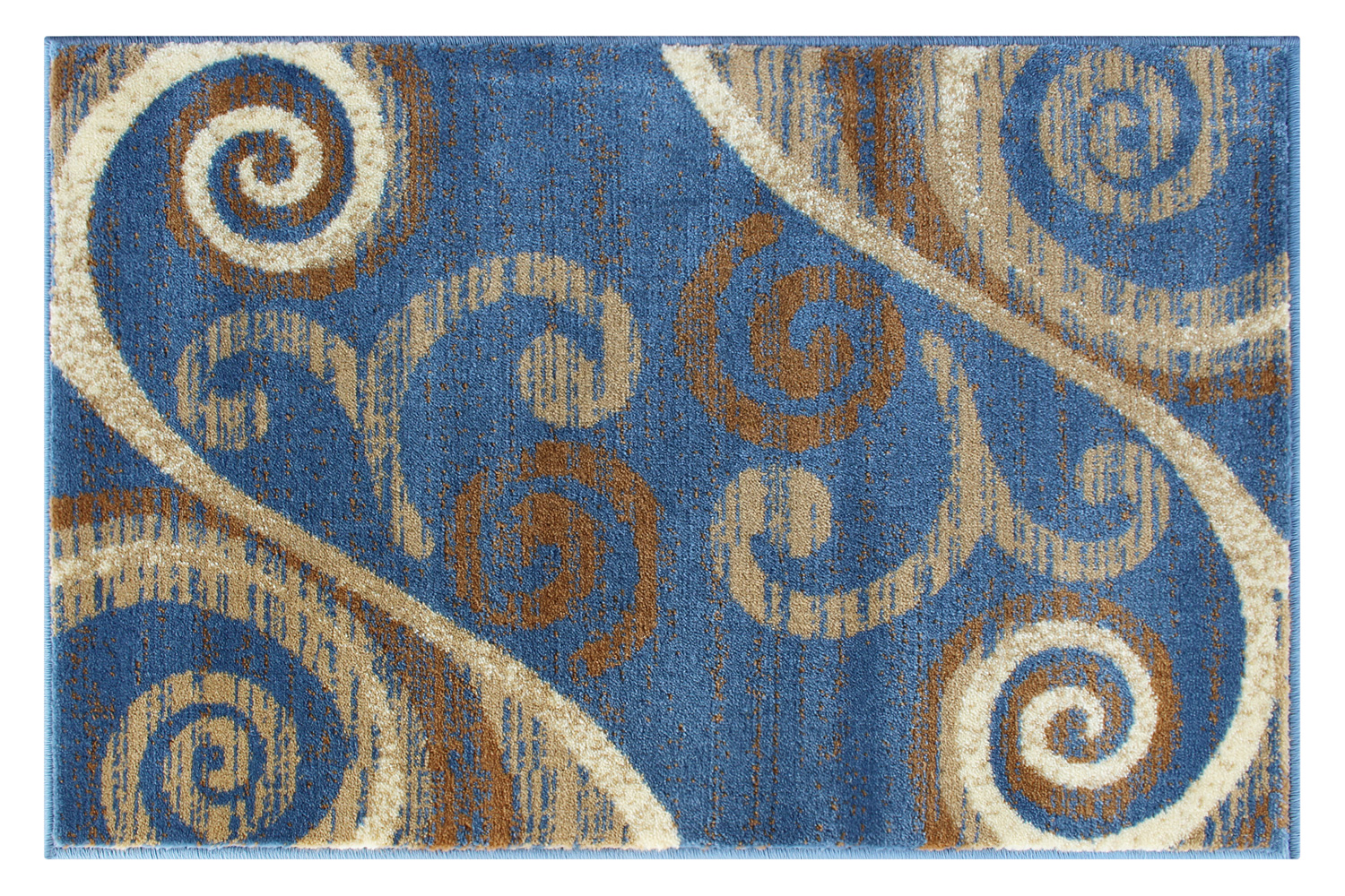 BLNK Valli Collection Abstract Olefin Area Rug with Jute Backing - Blue, 2'W x 3'L