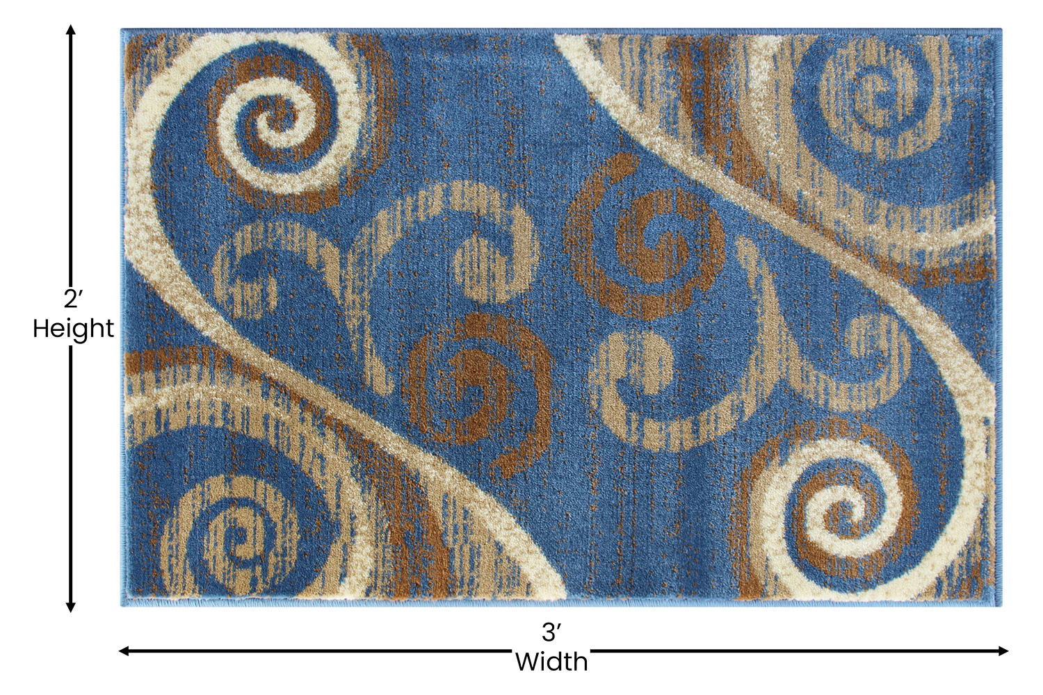 BLNK Valli Collection Abstract Olefin Area Rug with Jute Backing - Blue, 2'W x 3'L