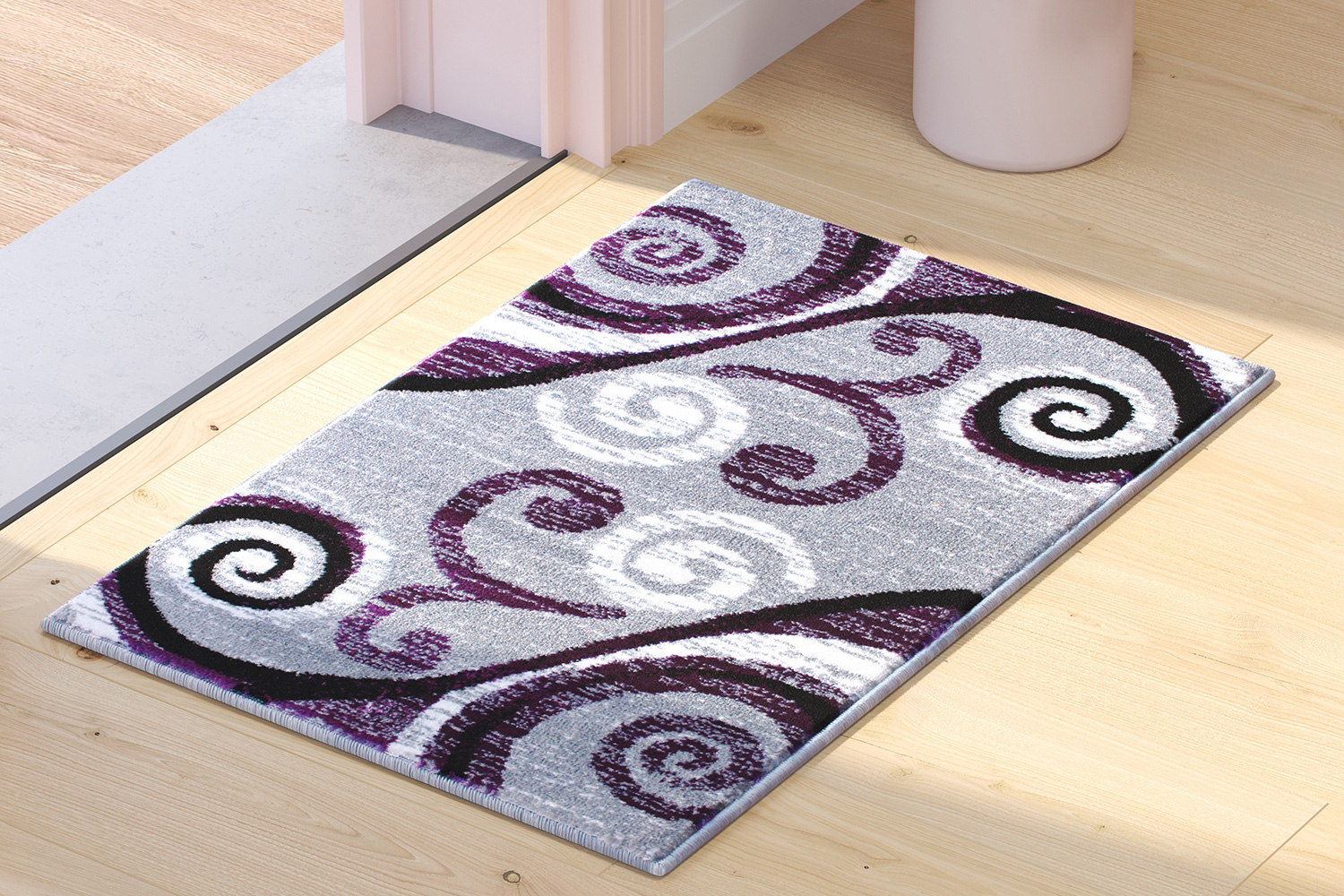 BLNK Valli Collection Abstract Olefin Area Rug with Jute Backing - Purple, 2'W x 3'L