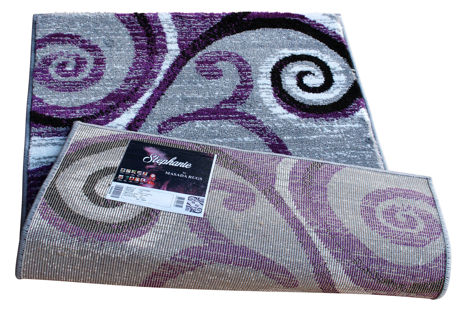 BLNK Valli Collection Abstract Olefin Area Rug with Jute Backing - Purple, 2'W x 3'L