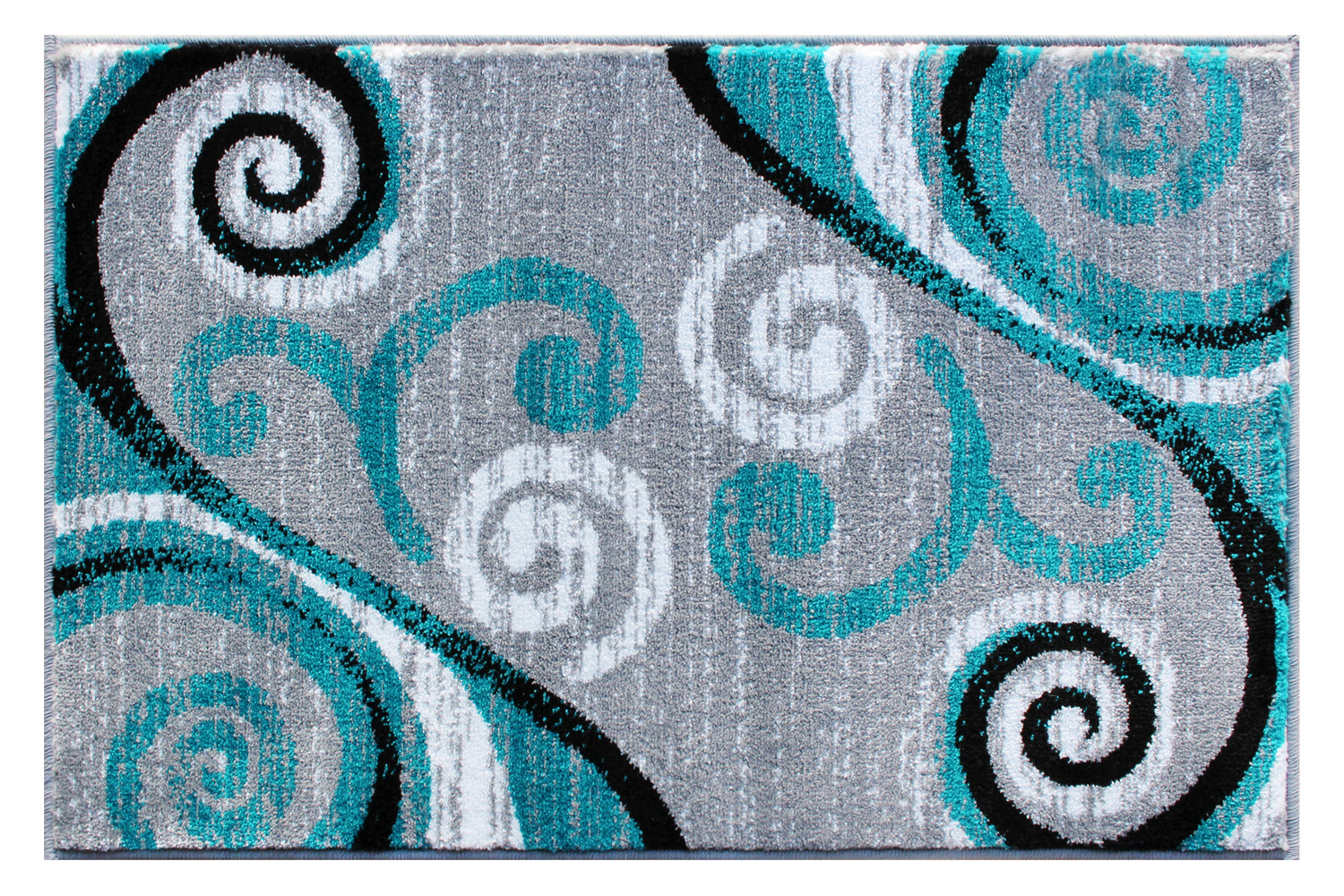 BLNK Valli Collection Abstract Olefin Area Rug with Jute Backing - Turquoise, 2'W x 3'L