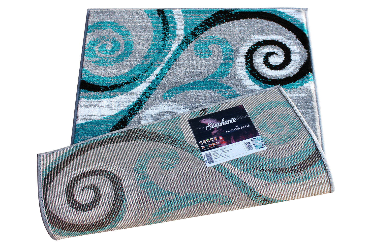 BLNK Valli Collection Abstract Olefin Area Rug with Jute Backing - Turquoise, 2'W x 3'L