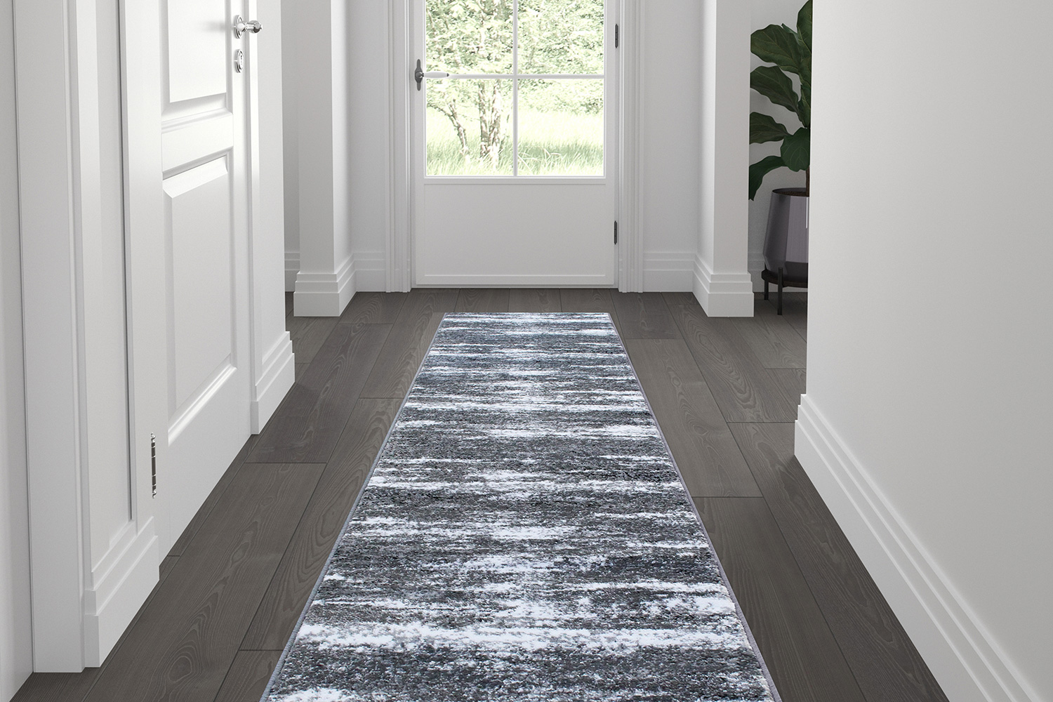 BLNK - Valli Collection Abstract Olefin Area Rug with Jute Backing