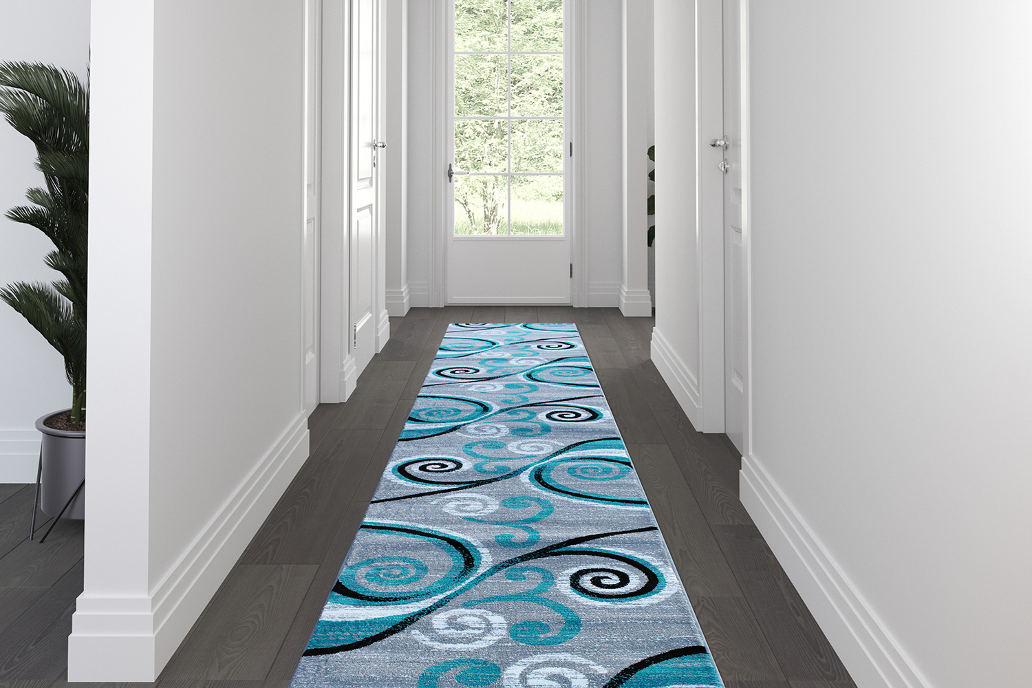 BLNK Valli Collection Abstract Olefin Area Rug with Jute Backing