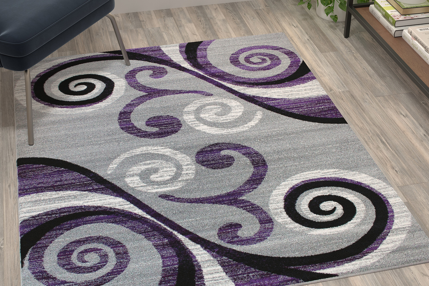 BLNK - Valli Collection Abstract Olefin Area Rug with Jute Backing