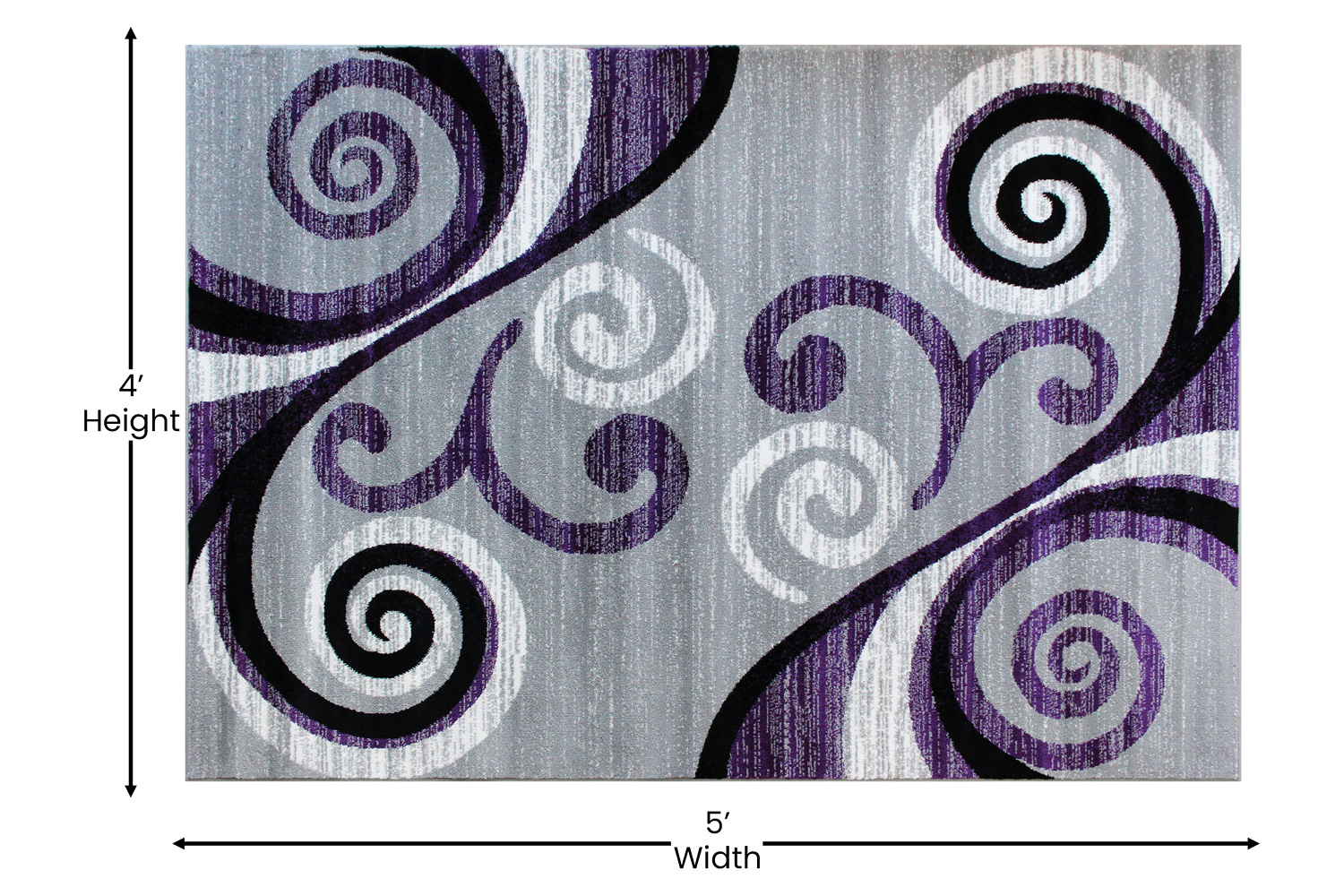 BLNK Valli Collection Abstract Olefin Area Rug with Jute Backing - Purple, 4'W x 5'L