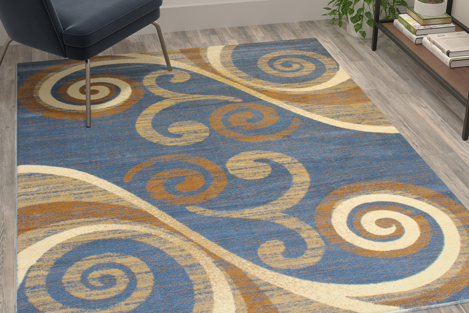 BLNK Valli Collection Abstract Olefin Area Rug with Jute Backing