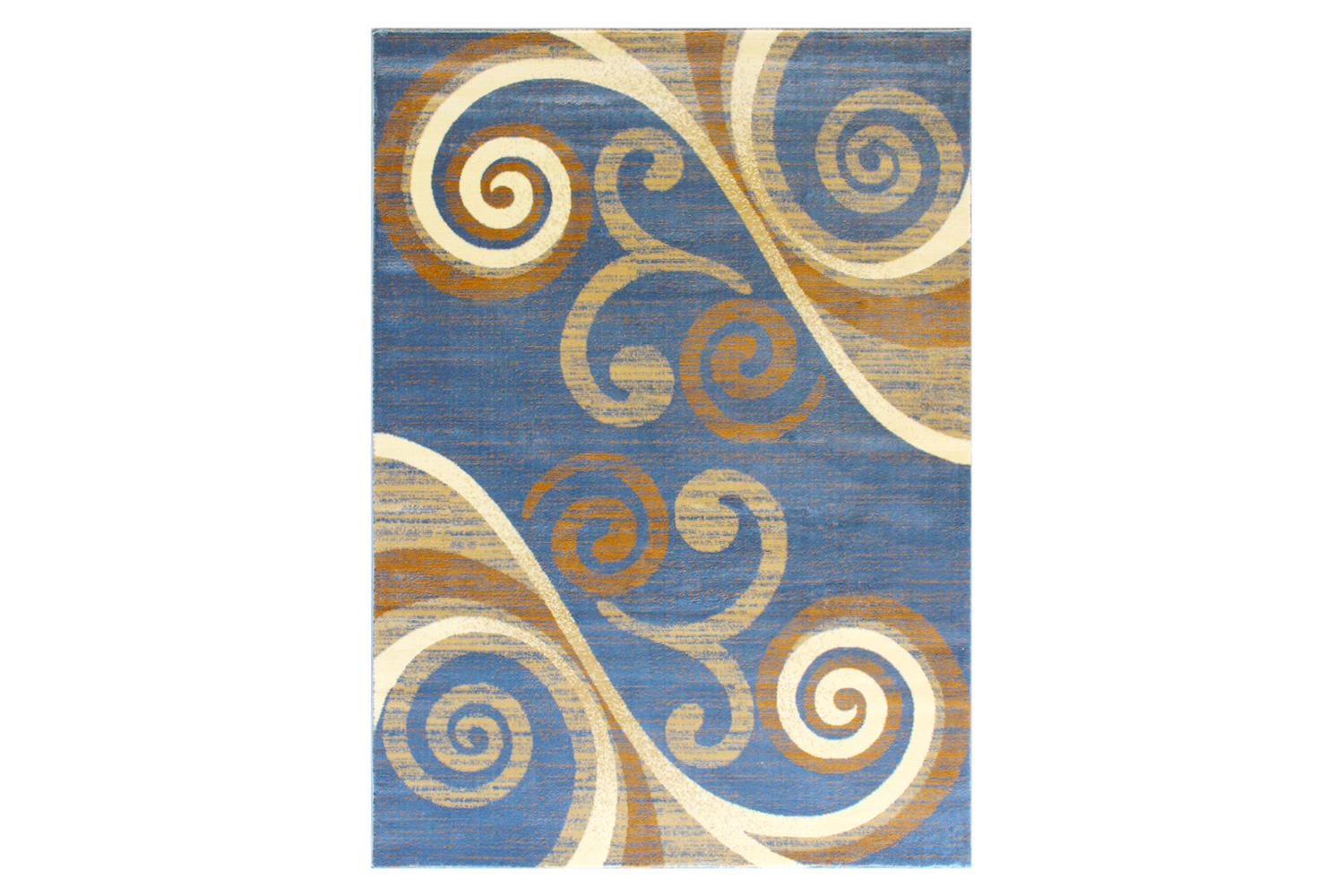 BLNK Valli Collection Abstract Olefin Area Rug with Jute Backing - Blue, 5'W x 7'L