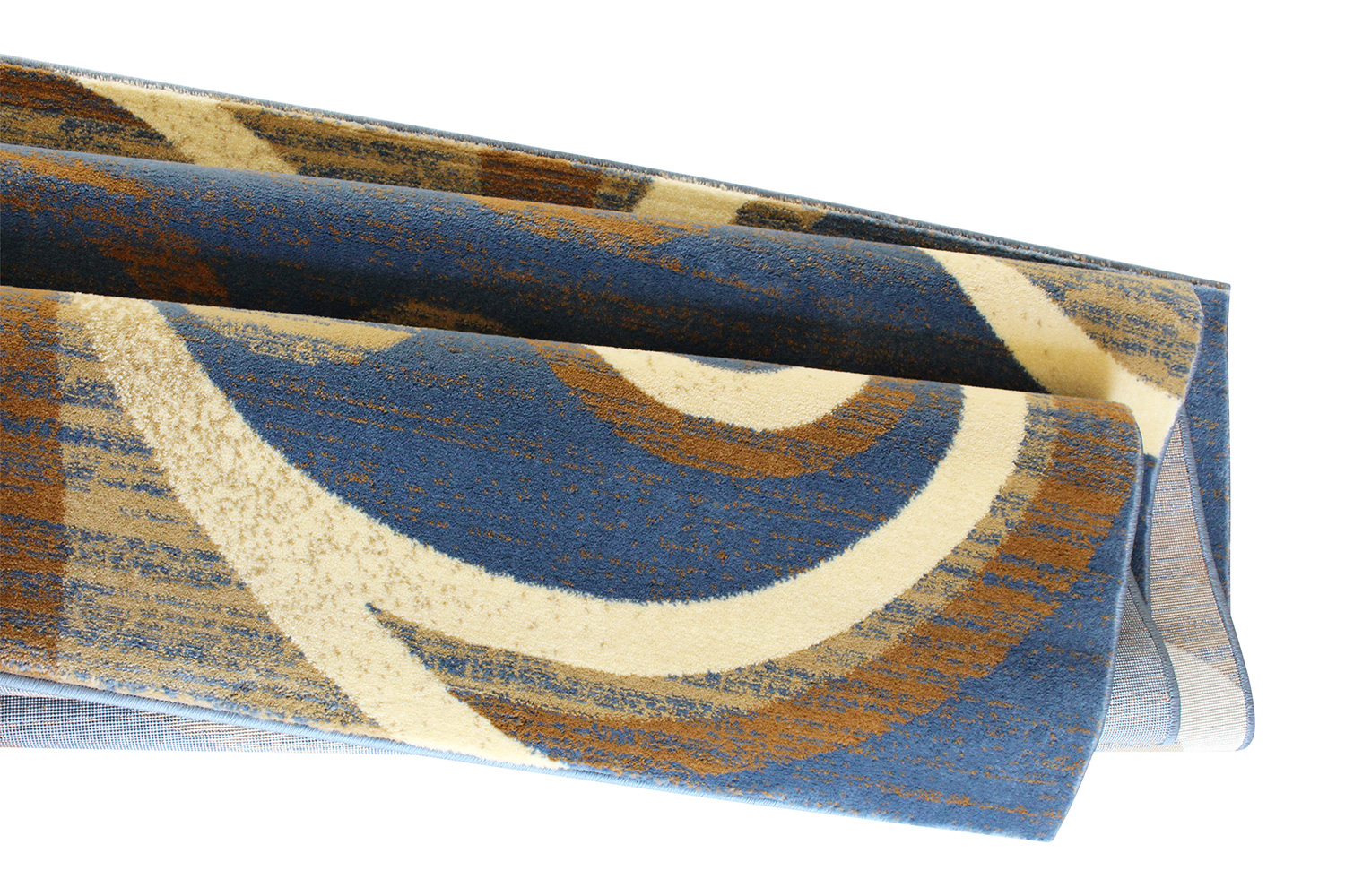 BLNK Valli Collection Abstract Olefin Area Rug with Jute Backing - Blue, 5'W x 7'L