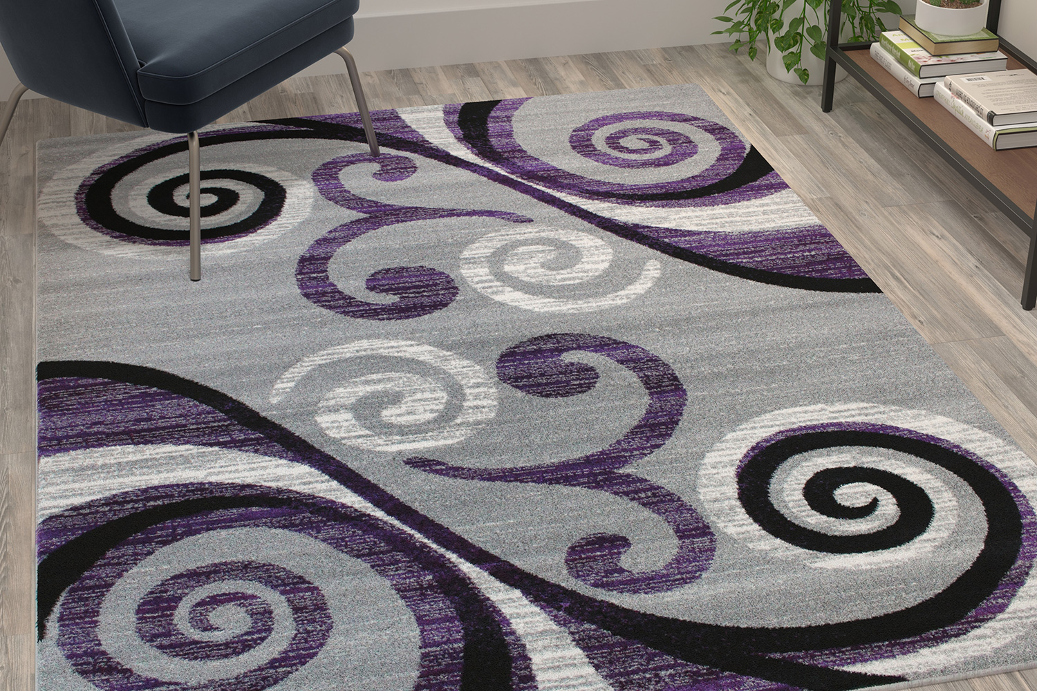 BLNK - Valli Collection Abstract Olefin Area Rug with Jute Backing