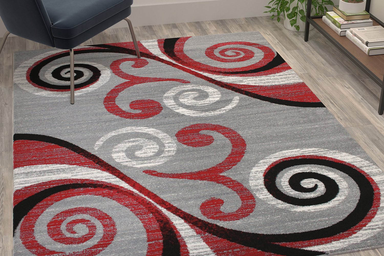 BLNK Valli Collection Abstract Olefin Area Rug with Jute Backing