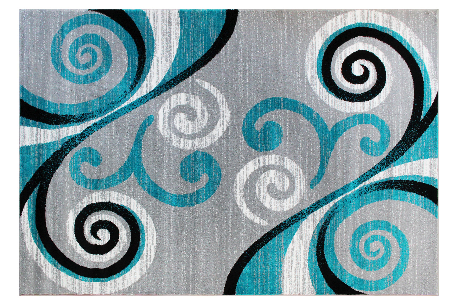 BLNK Valli Collection Abstract Olefin Area Rug with Jute Backing - Turquoise, 5'W x 7'L