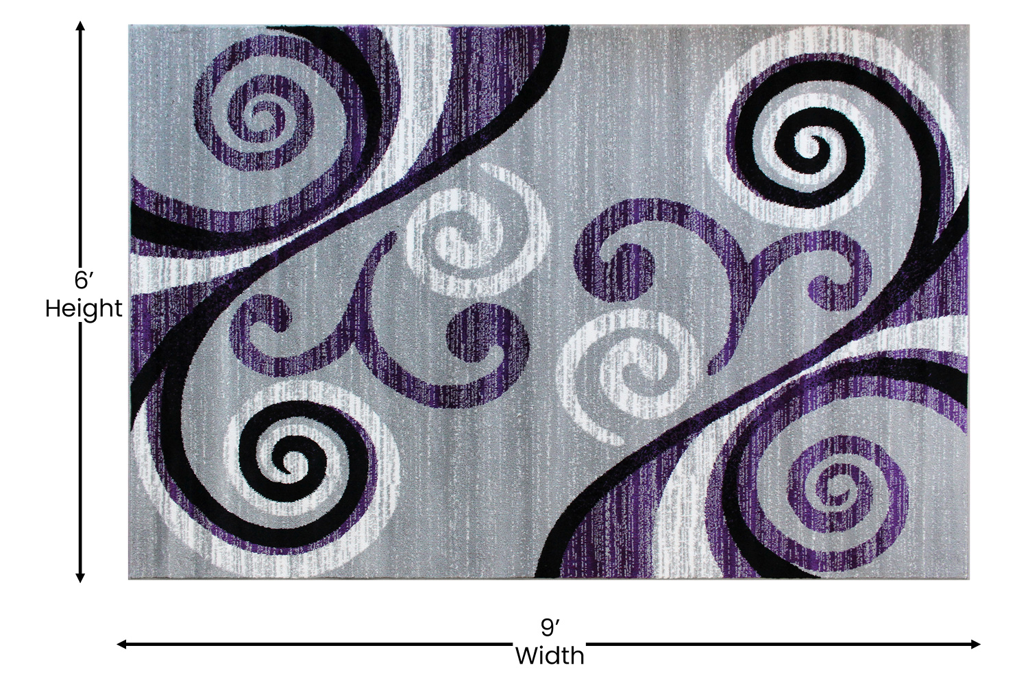 BLNK Valli Collection Abstract Olefin Area Rug with Jute Backing - Purple, 6'W x 9'L