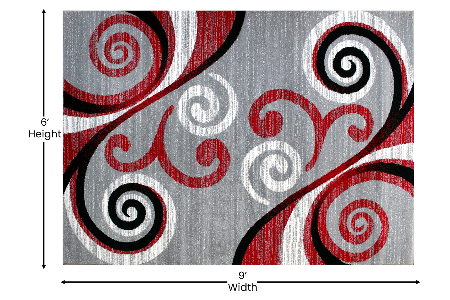 BLNK Valli Collection Abstract Olefin Area Rug with Jute Backing - Red, 6'W x 9'L