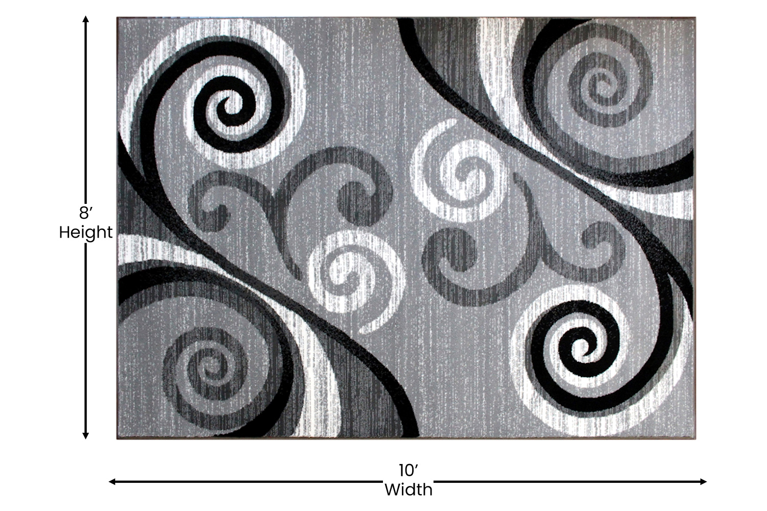 BLNK Valli Collection Abstract Olefin Area Rug with Jute Backing - Gray, 8'W x 10'L