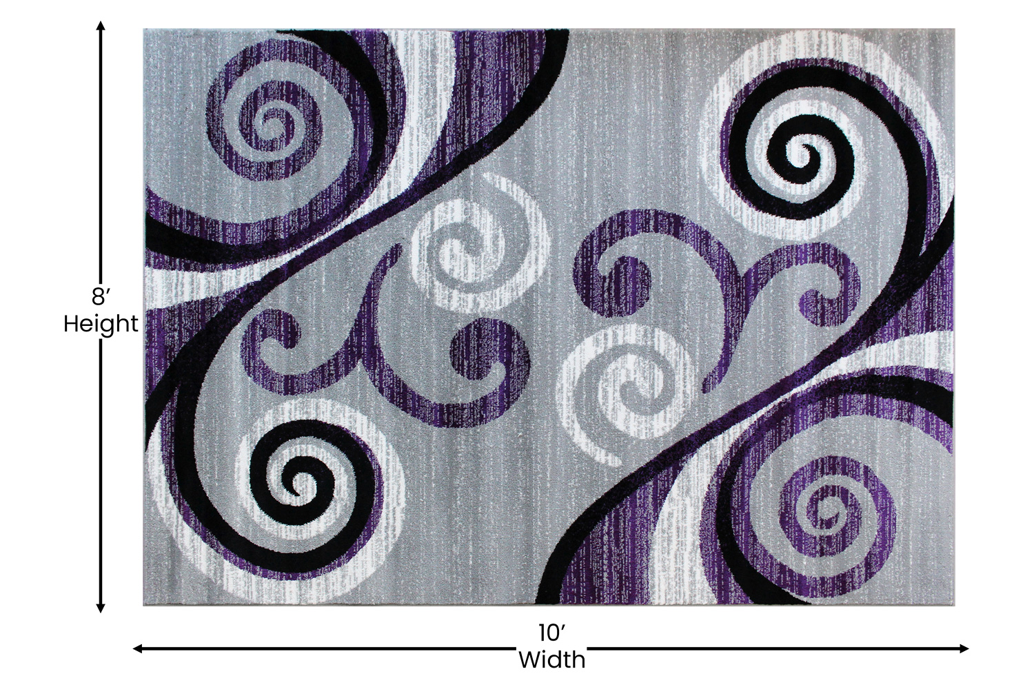 BLNK Valli Collection Abstract Olefin Area Rug with Jute Backing - Purple, 8'W x 10'L