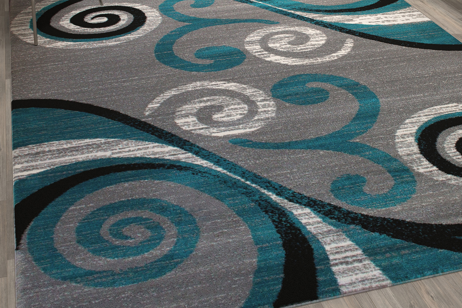 BLNK Valli Collection Abstract Olefin Area Rug with Jute Backing - Turquoise, 8'W x 10'L