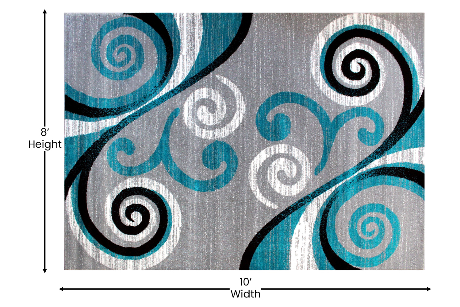 BLNK Valli Collection Abstract Olefin Area Rug with Jute Backing - Turquoise, 8'W x 10'L