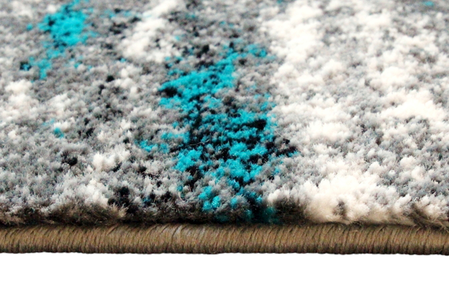 BLNK Marian Collection Olefin Distressed Area Rug with Jute Backing - Turquoise, 2'W x 11'L